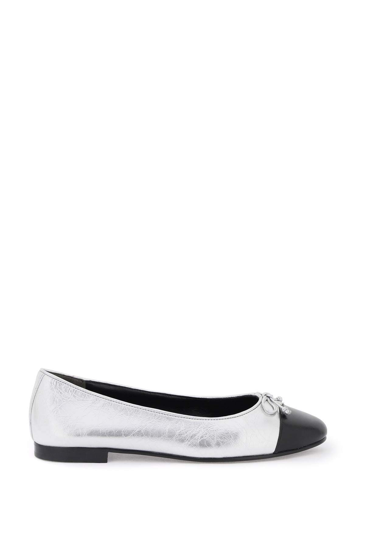 TORY BURCH laminated ballet flats with contrasting toe