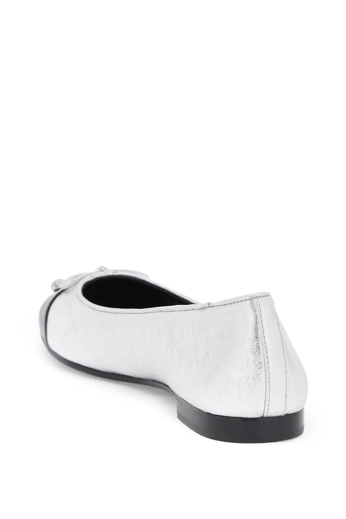 Shop Tory Burch Laminated Ballet Flats With Contrasting Toe In Silver,black