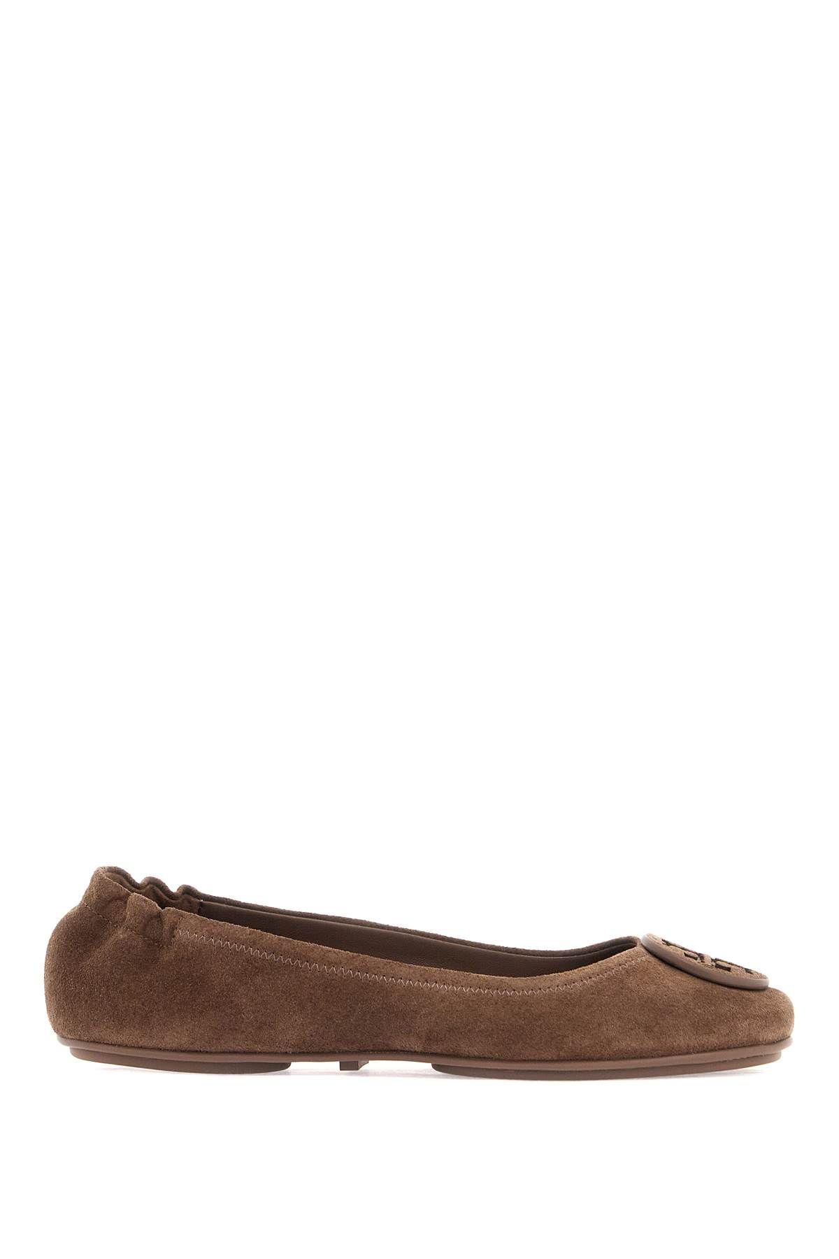 Shop Tory Burch Suede Minnie Travel Ballet Flats In Brown