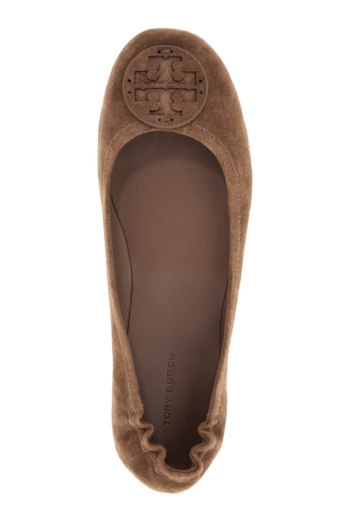 Shop Tory Burch Suede Minnie Travel Ballet Flats In Brown