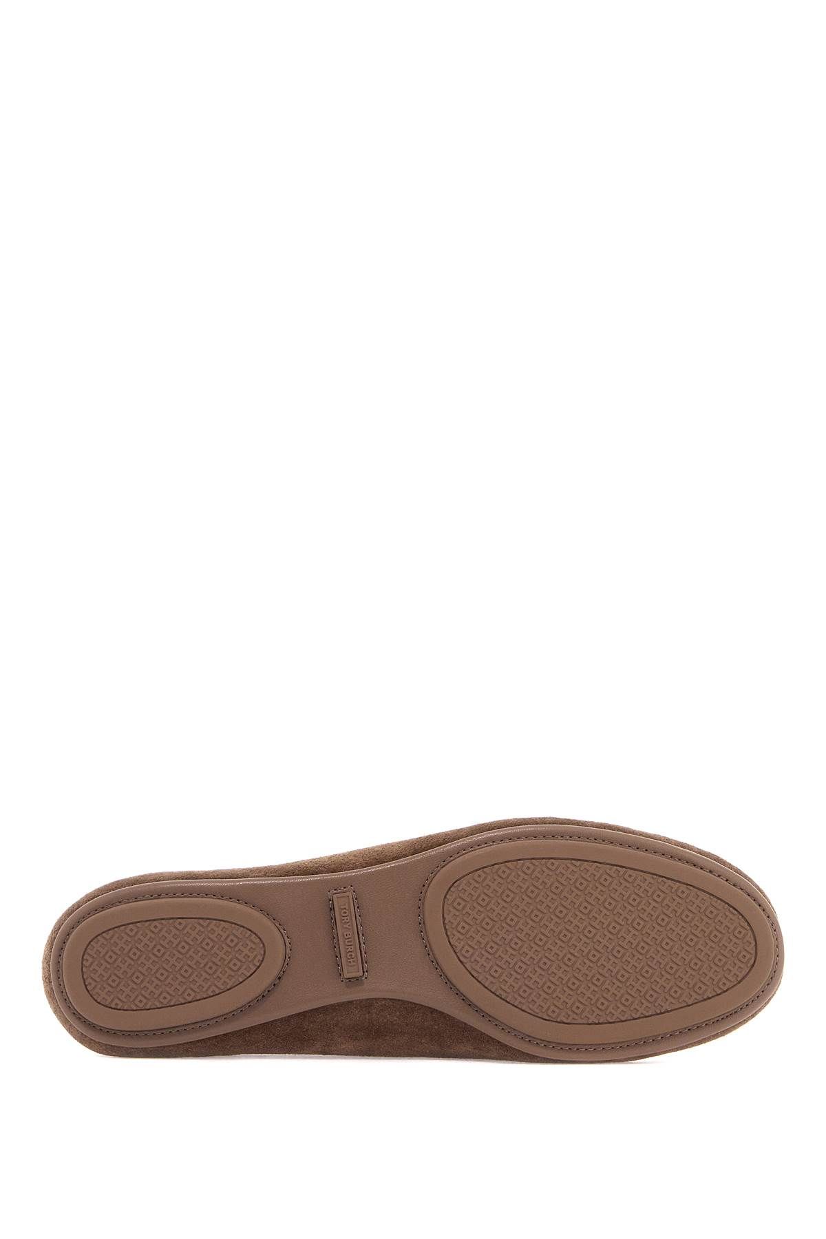 Shop Tory Burch Suede Minnie Travel Ballet Flats In Brown