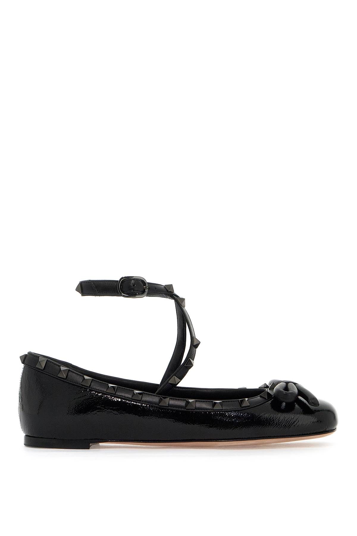 Shop Valentino Silk Rockstud Ballet Flats In Black