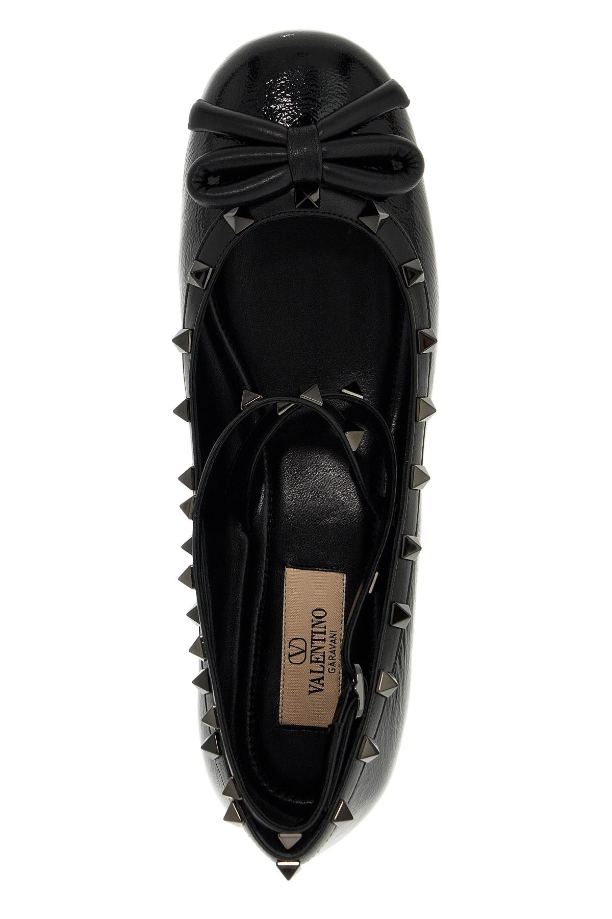 Shop Valentino Silk Rockstud Ballet Flats In Black