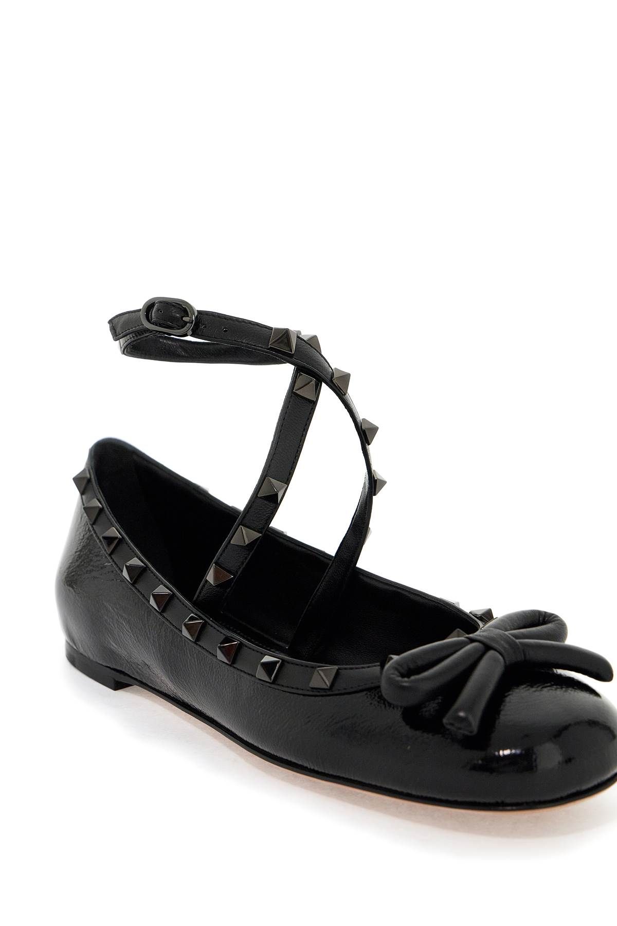 Shop Valentino Silk Rockstud Ballet Flats In Black