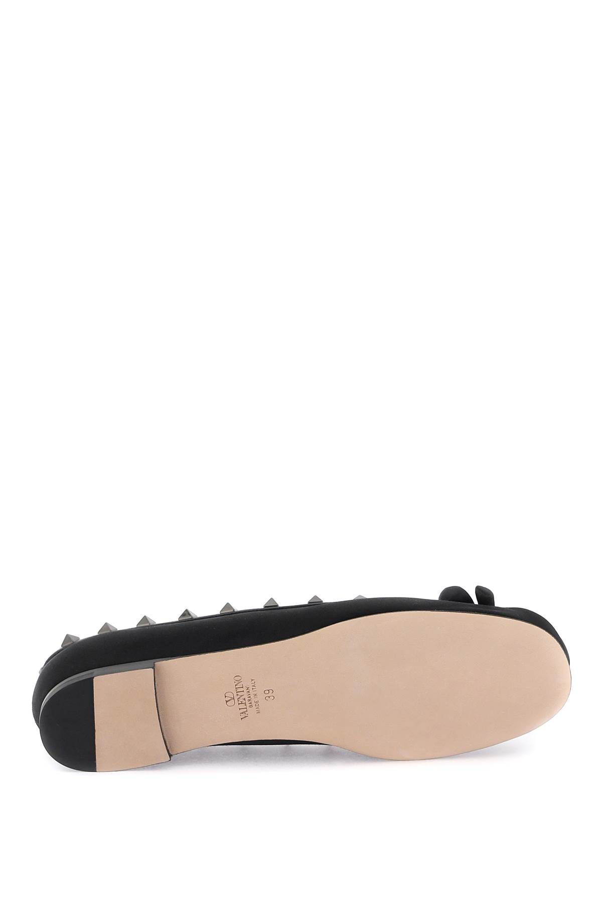 Shop Valentino Silk Rockstud Ballet Flats In Black