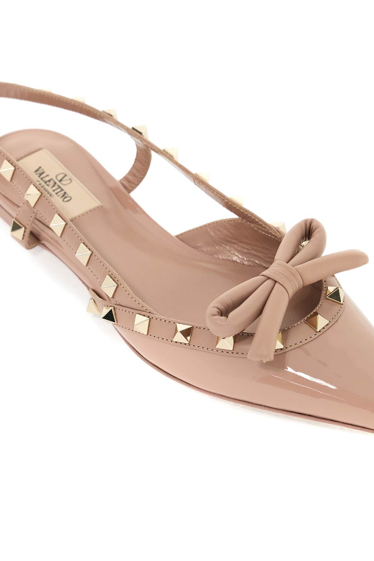 Shop Valentino Rockstud Bow Slingback Baller In Neutro