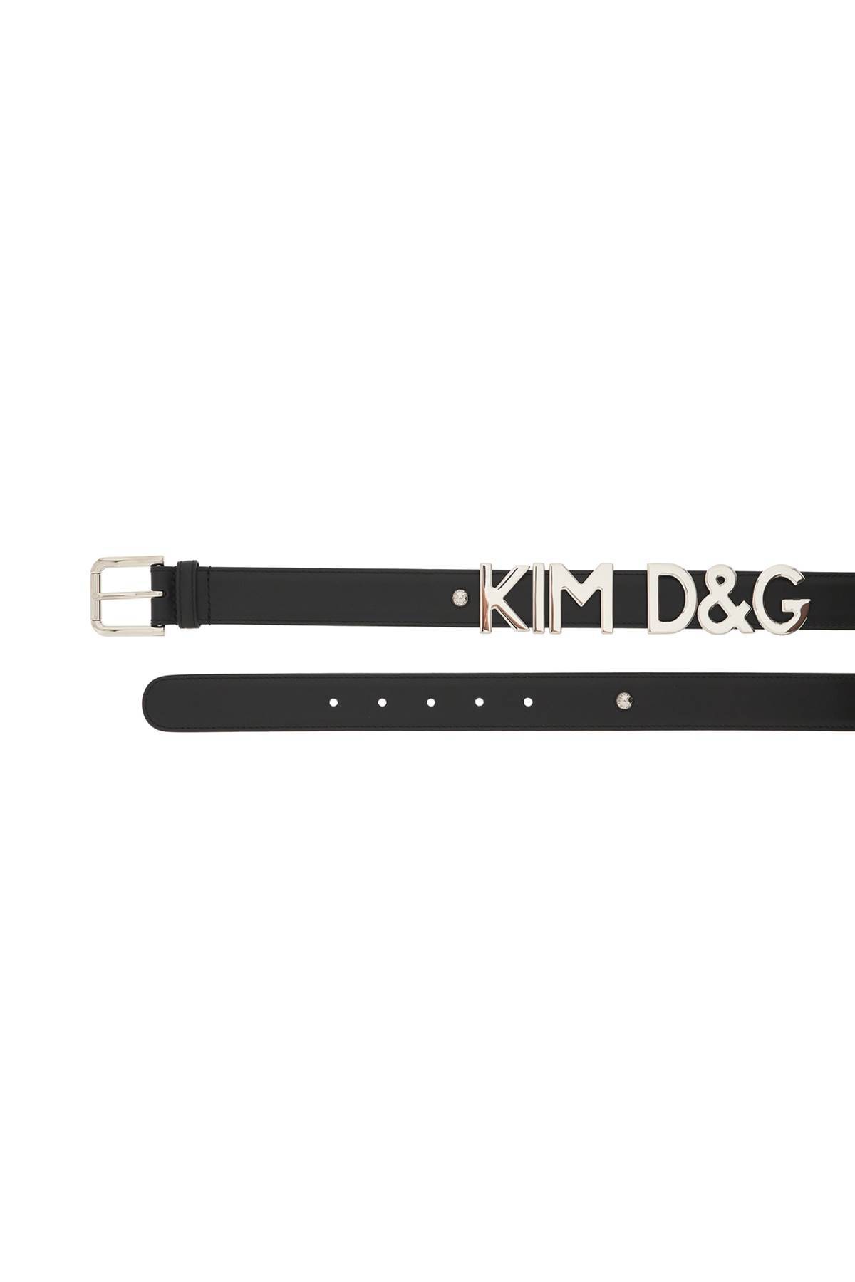 Shop Dolce & Gabbana Lettering Leather Belt In Black