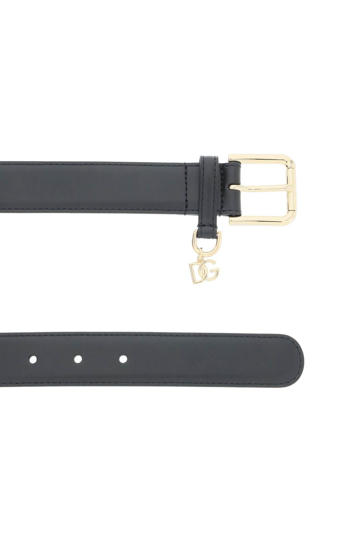 Shop Dolce & Gabbana Belt With Charm Logo In Black