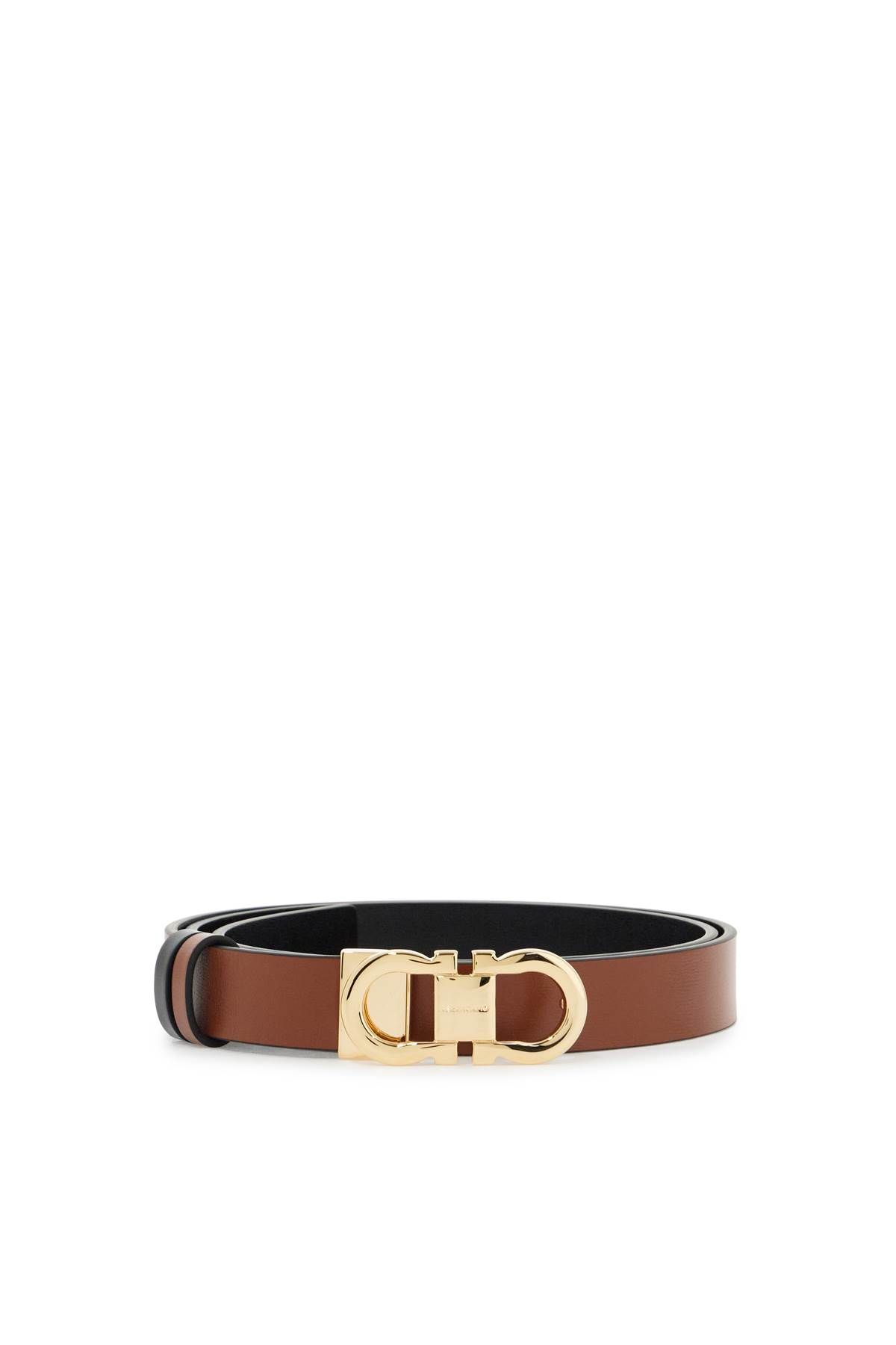 Shop Ferragamo Reversible Gancini Belt In Brown