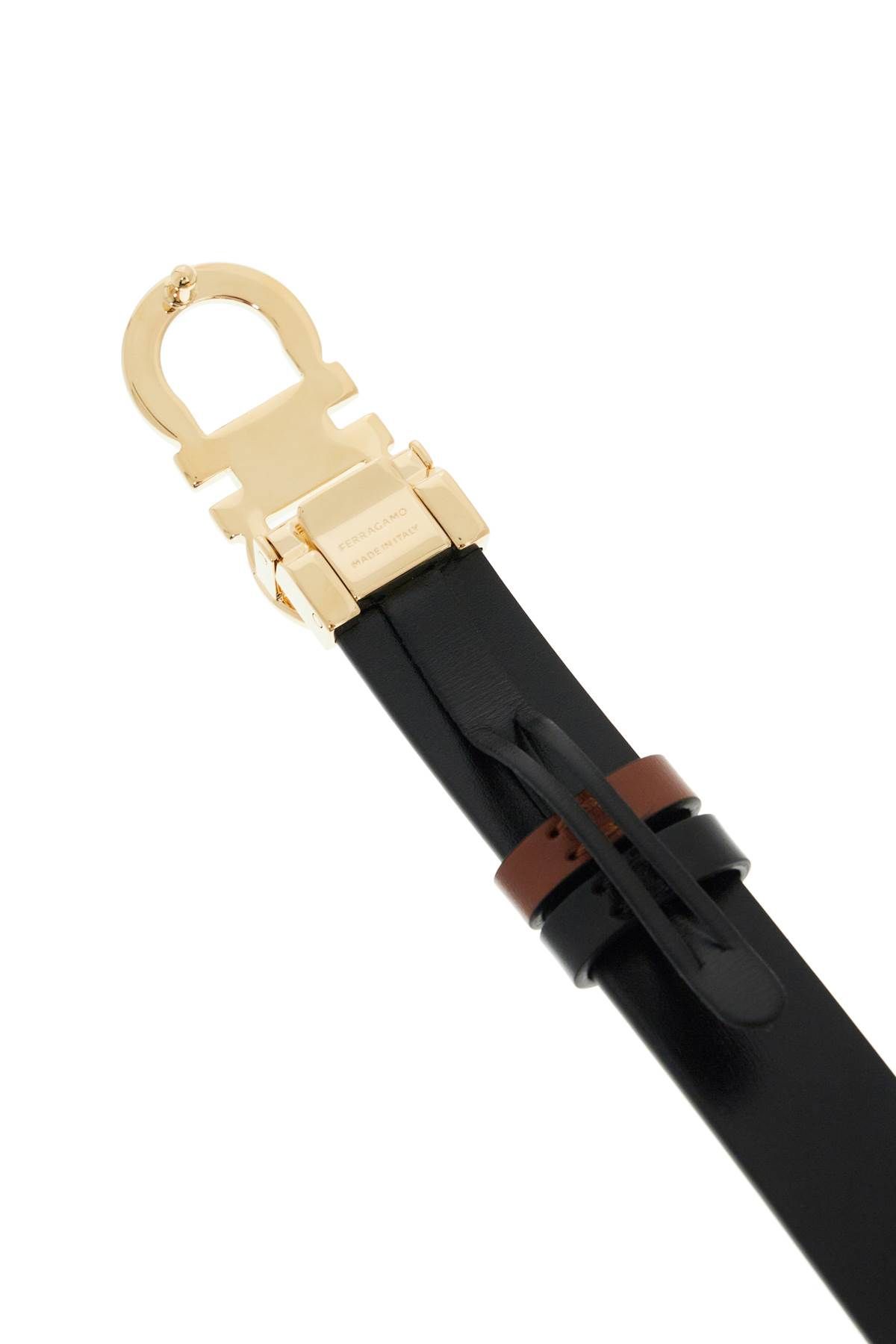 Shop Ferragamo Reversible Gancini Belt In Brown