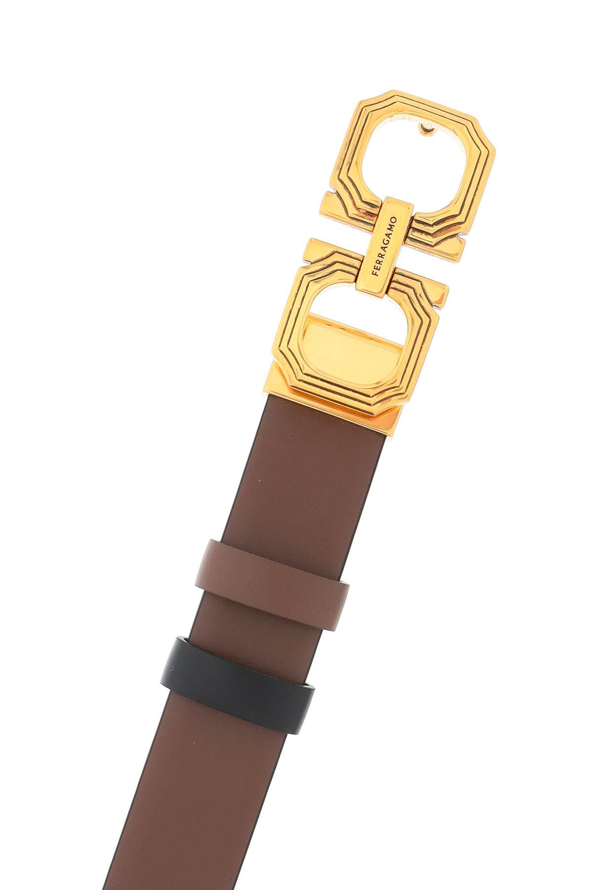 Shop Ferragamo Gancini Reversible Belt In Brown