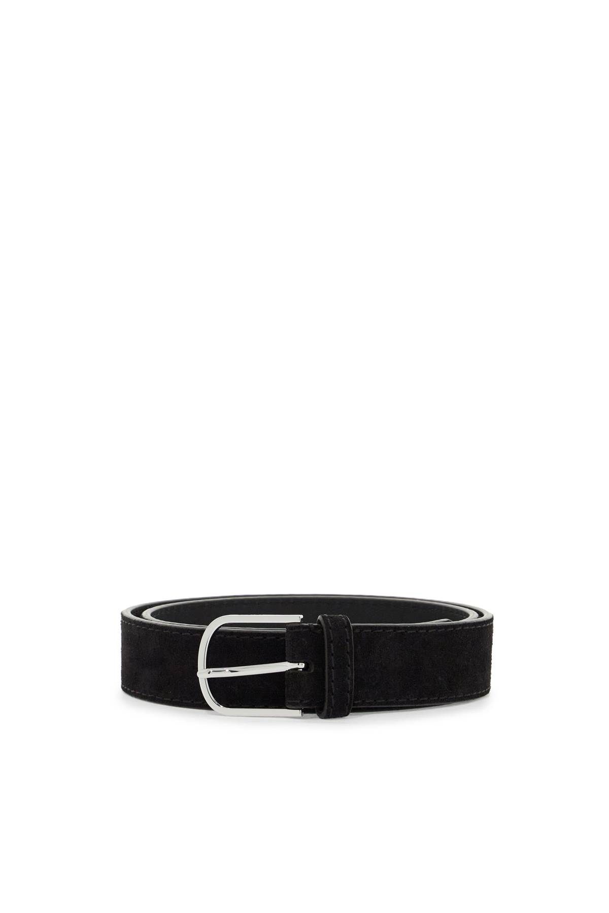 Shop Totême Wide Suede Leather Belt With Large Buckle In Brown