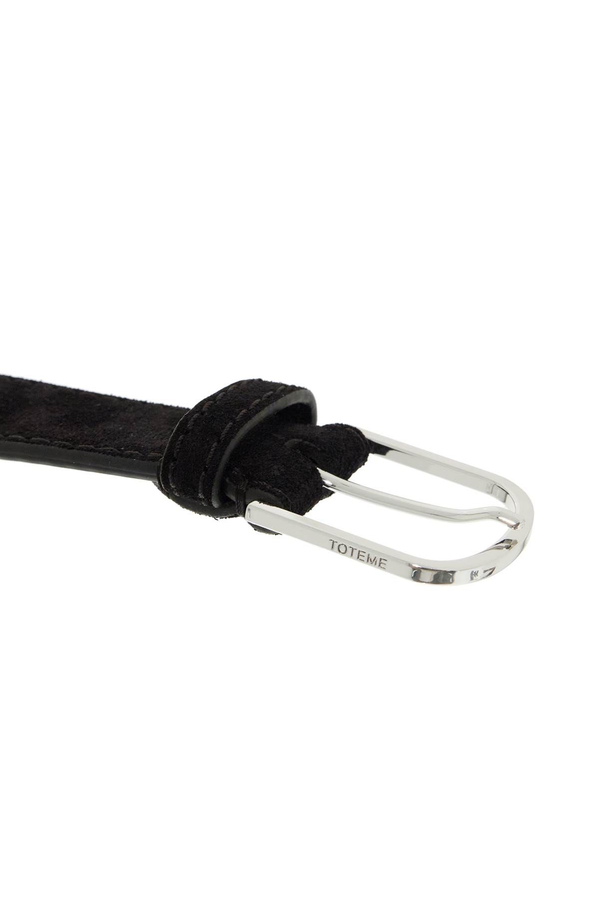 Shop Totême Wide Suede Leather Belt With Large Buckle In Brown