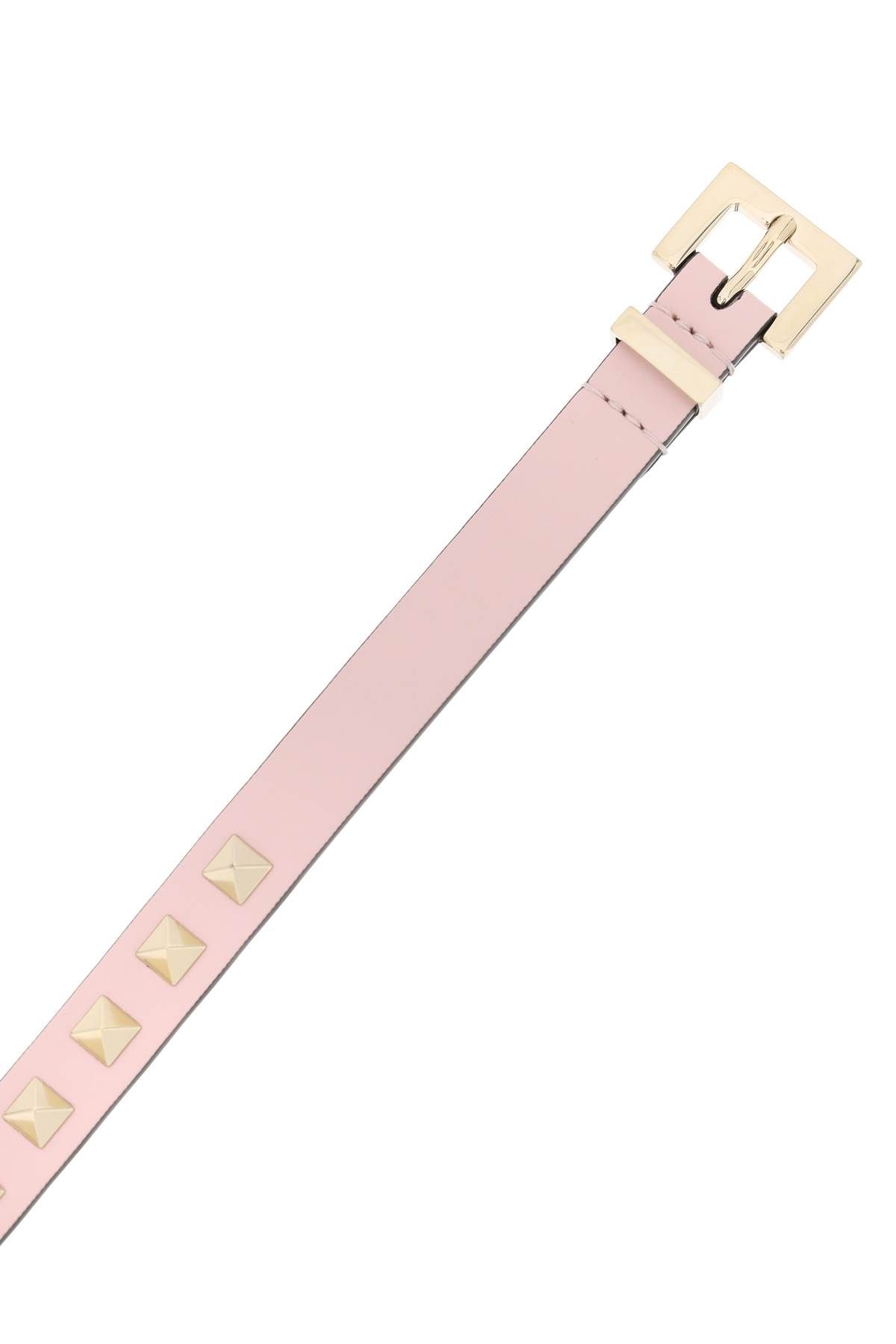 Shop Valentino Rockstud Leather Belt In Pink