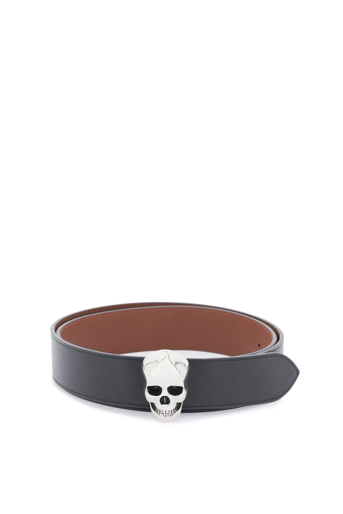 Shop Alexander Mcqueen Skull 3d Belt In Brown,black
