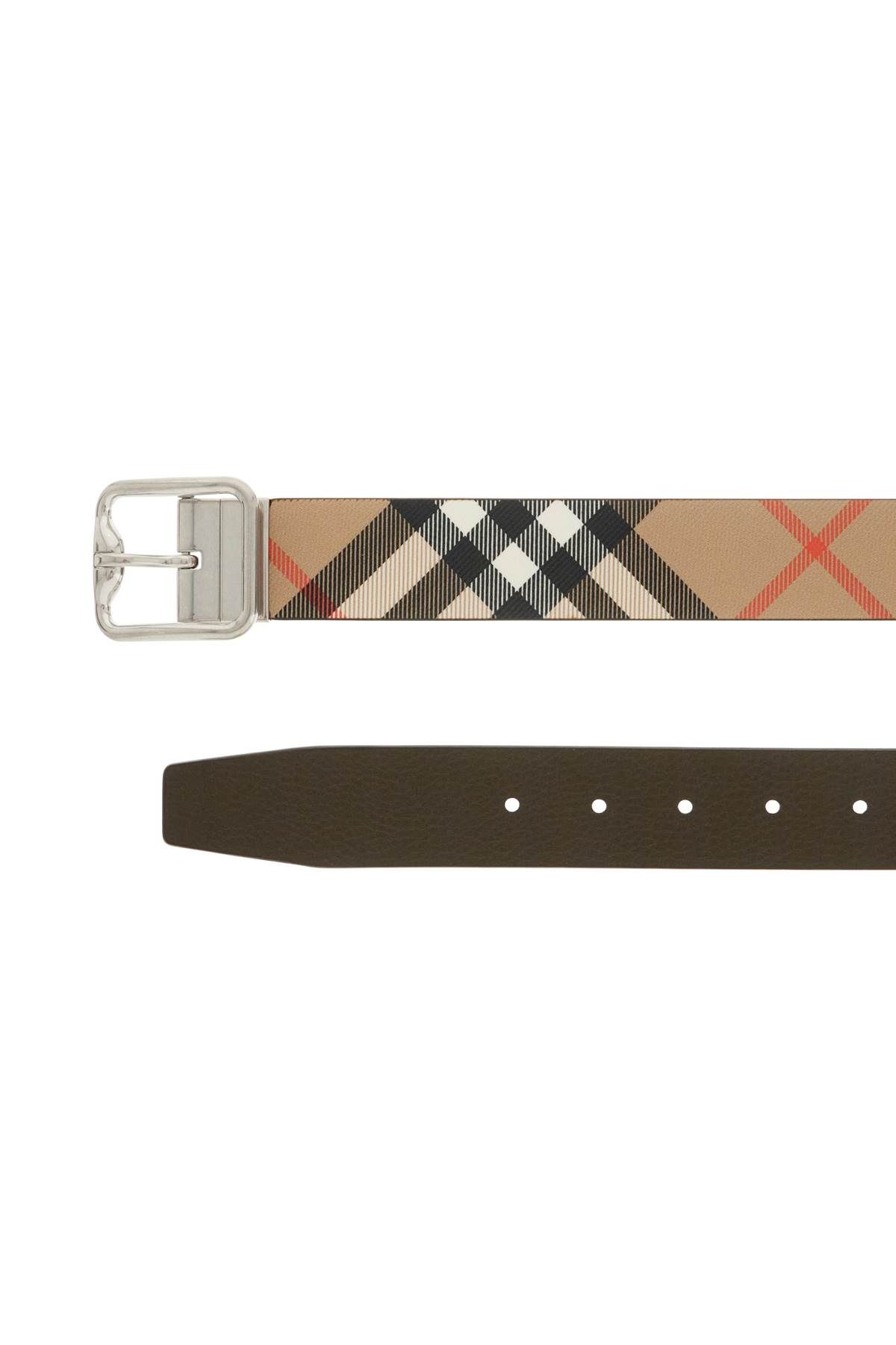 Shop Burberry Reversible B Buckle Check Belt In Beige