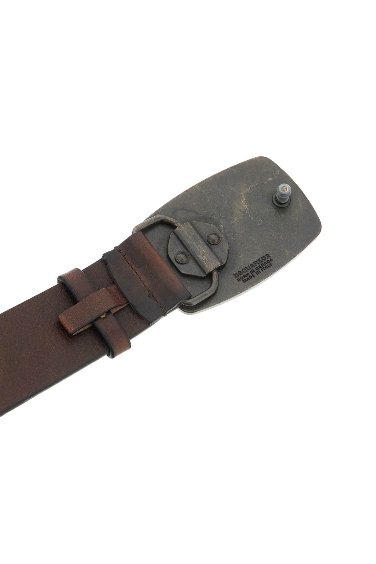 Shop Dsquared2 'vintage Belt With Buckle In Brown