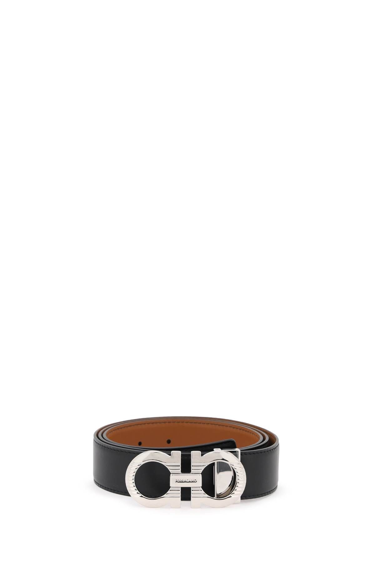 Ferragamo Gancini Reversible Belt In Black,brown