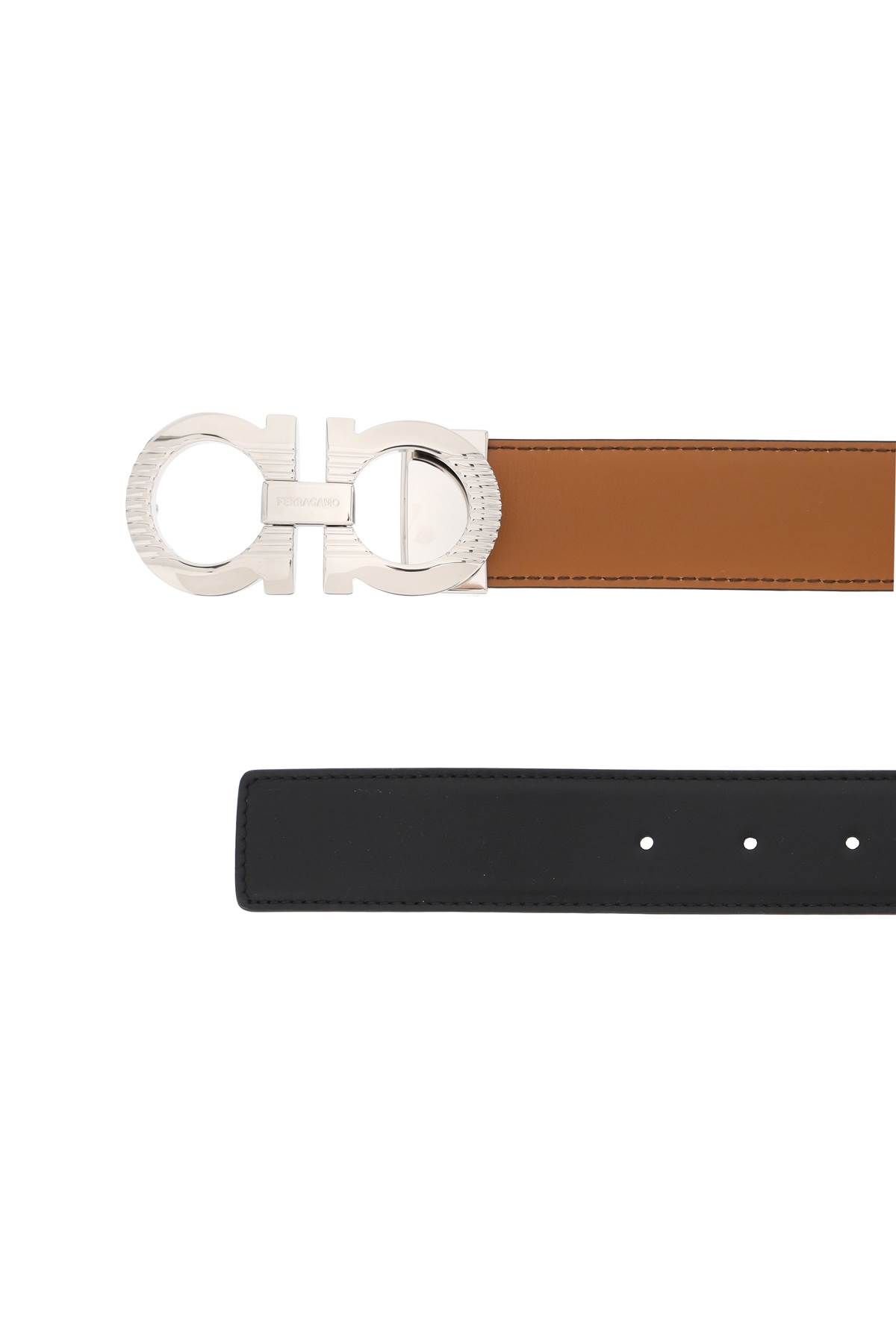 Shop Ferragamo Gancini Reversible Belt In Black,brown