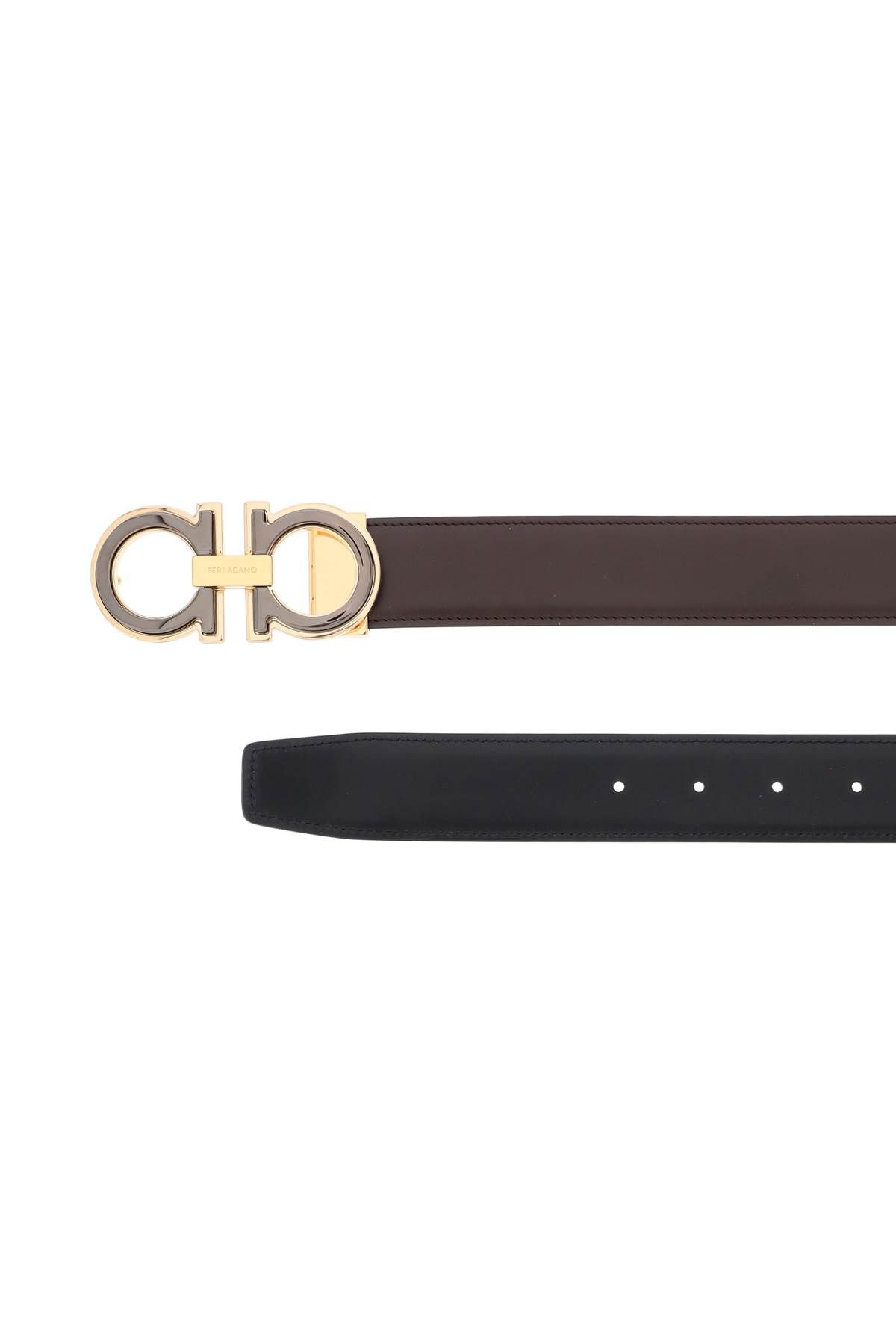 Shop Ferragamo Reversible Gancini Belt In Black,brown