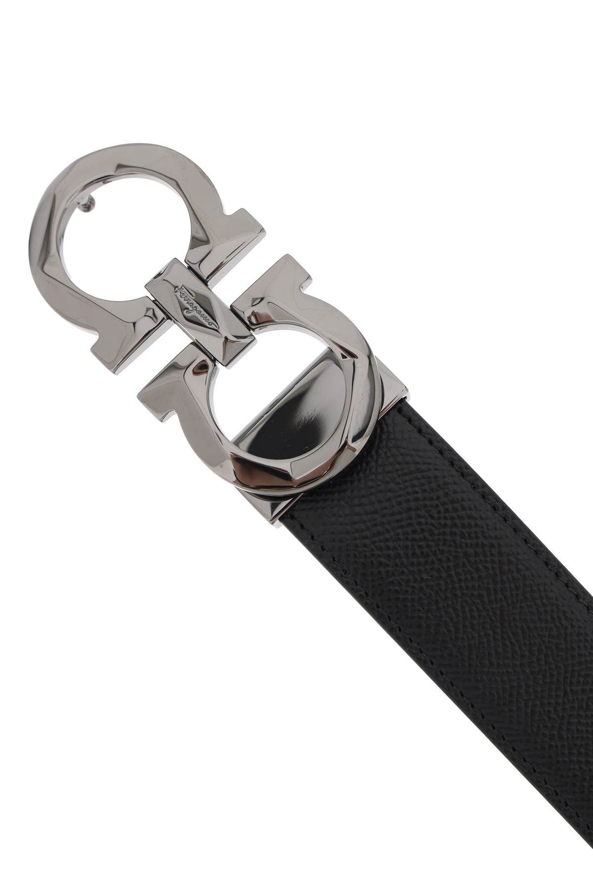 Shop Ferragamo Reversible Faceted Gancini Buckle Belt In Brown,black