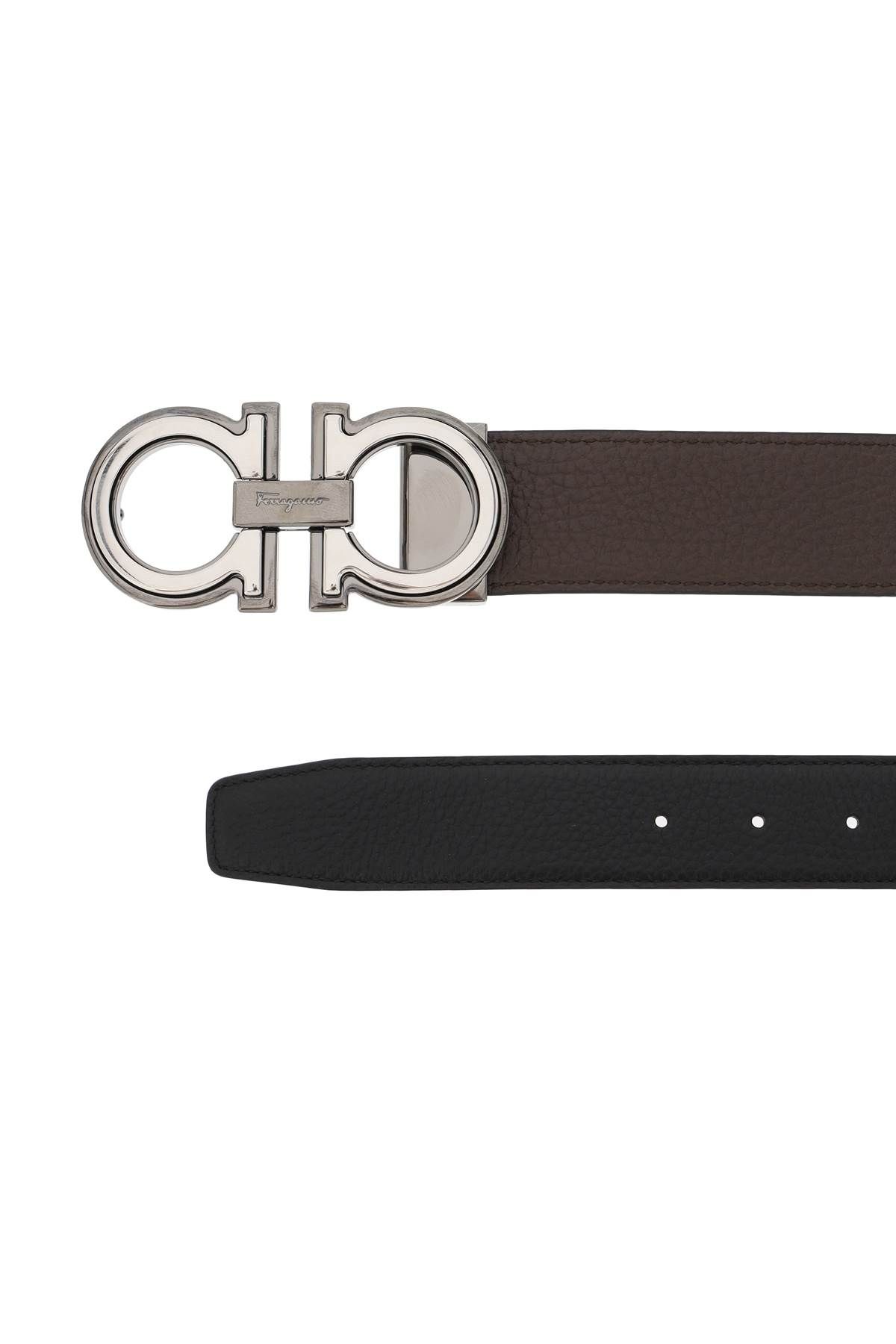 Shop Ferragamo Reversible Gancini Buckle Belt In Brown