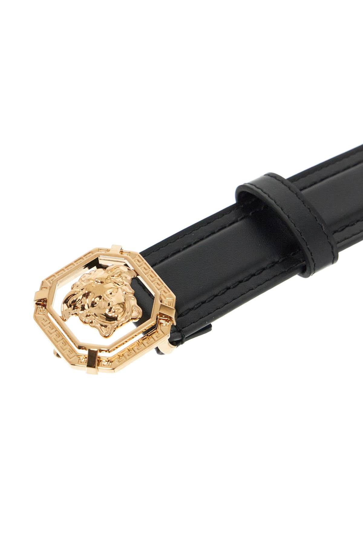 Shop Versace "leather Medusa Belt With In Black