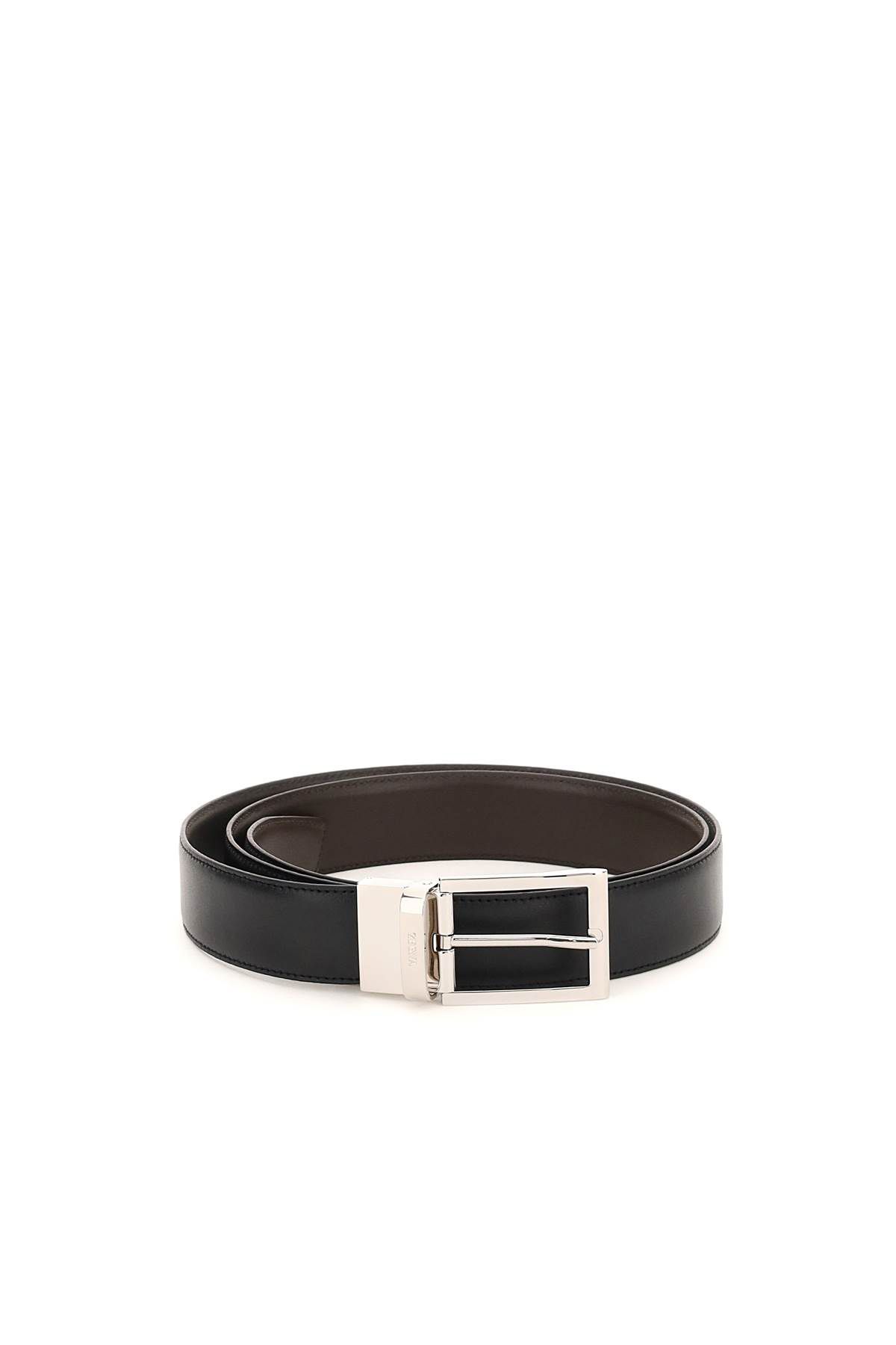 Shop Zegna Leather Reversibile Belt In Brown