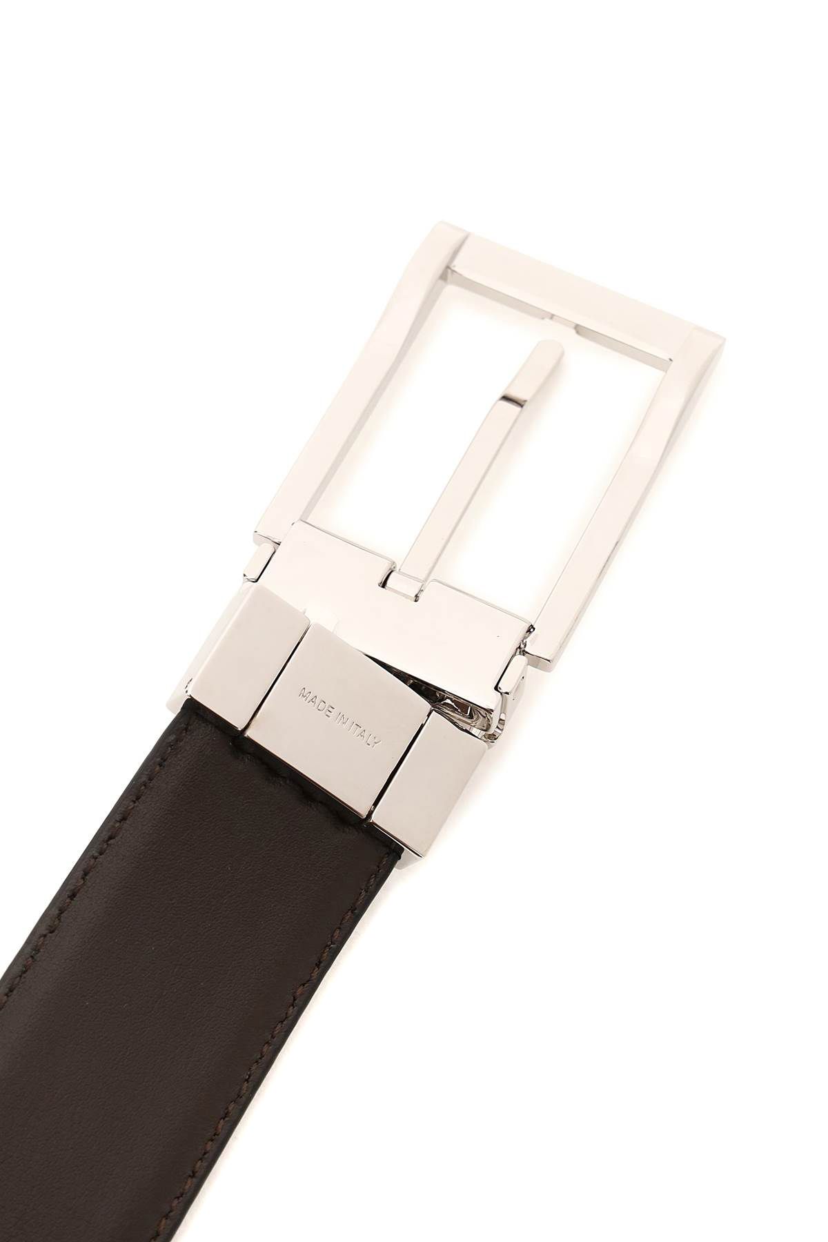 Shop Zegna Leather Reversibile Belt In Brown