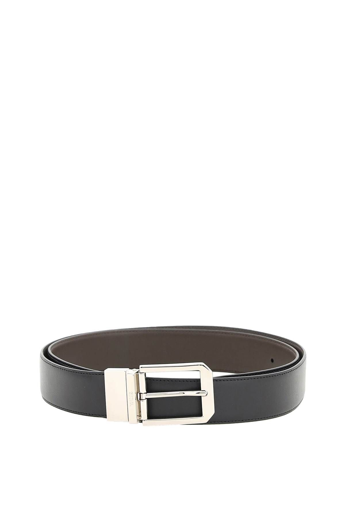 Shop Zegna Reversible Leather Belt In Brown