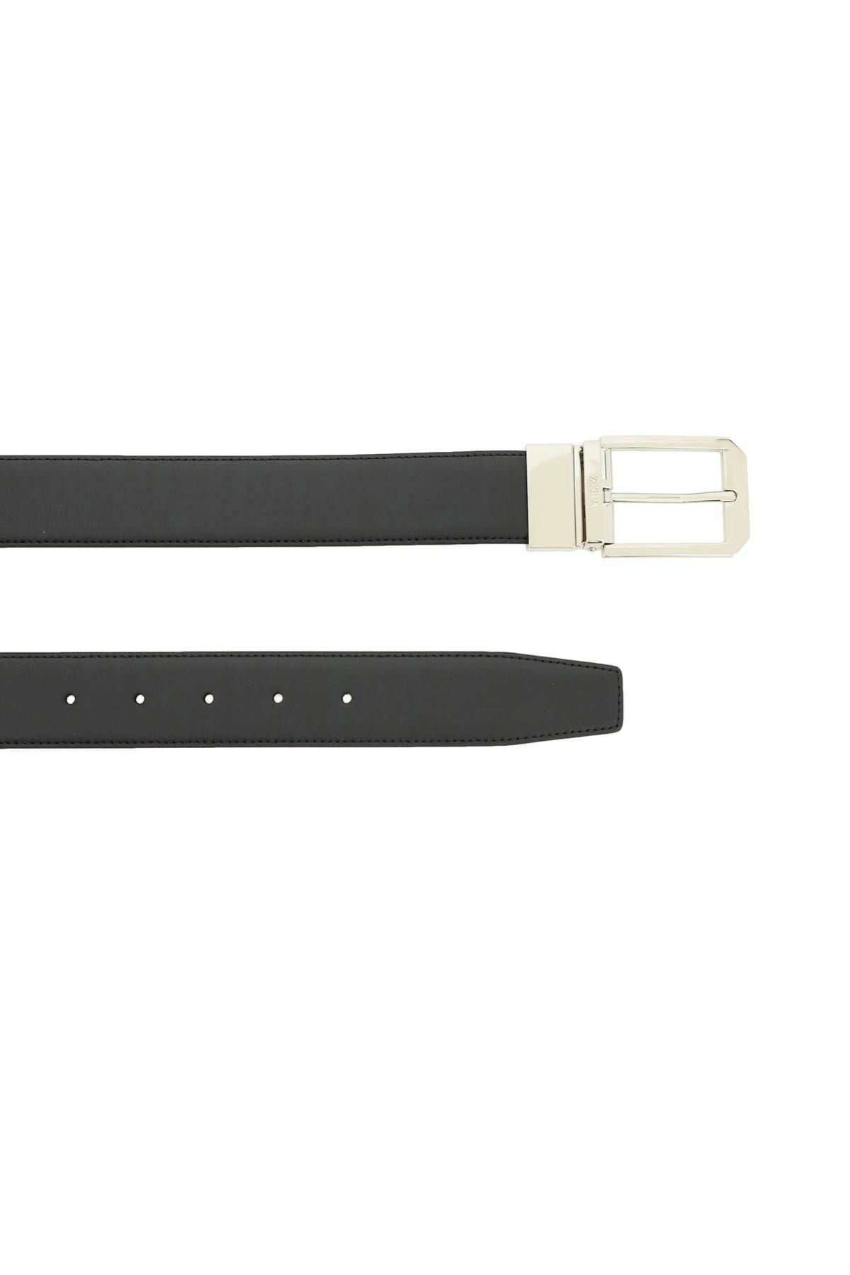 Shop Zegna Reversible Leather Belt In Brown