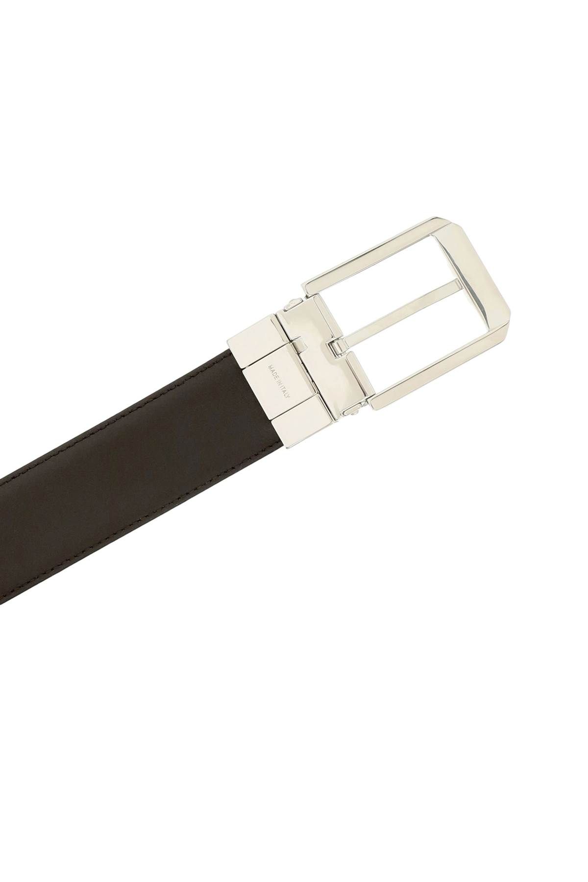 Shop Zegna Reversible Leather Belt In Brown