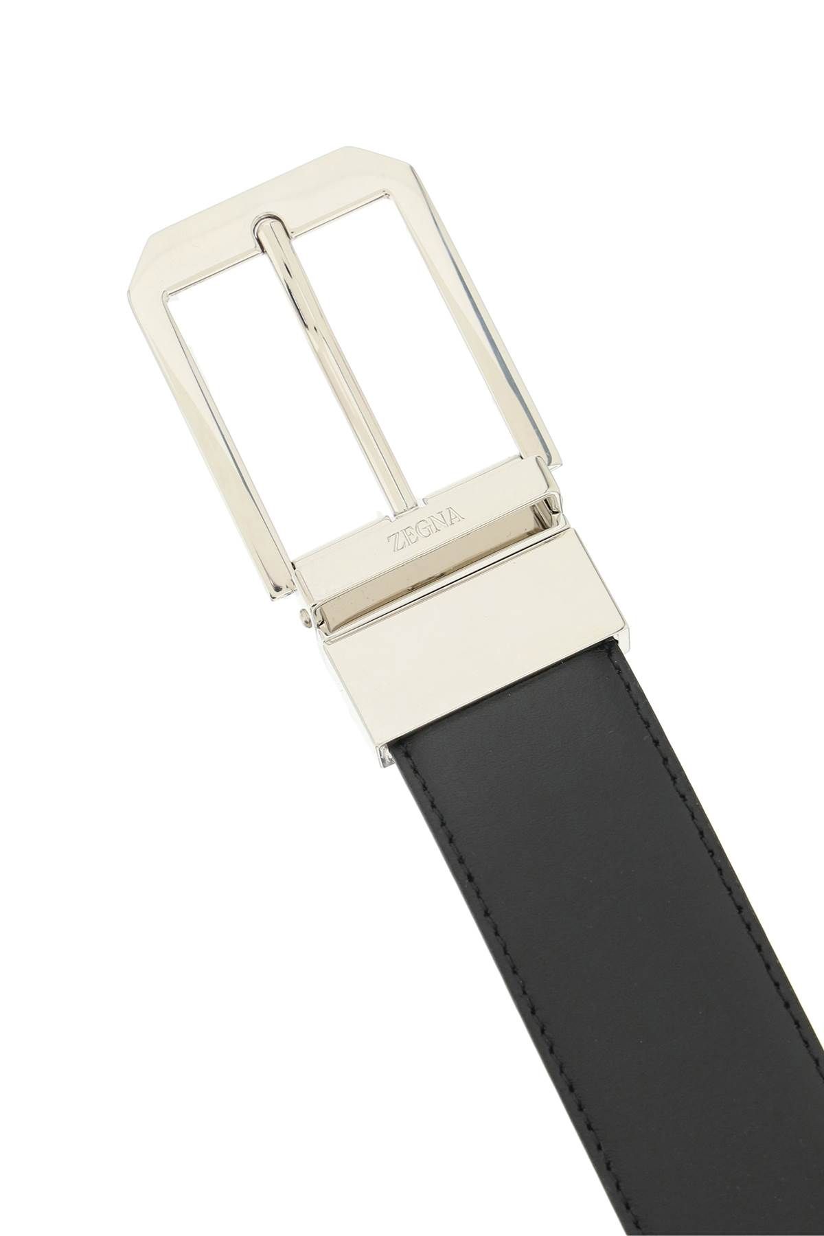 Shop Zegna Reversible Leather Belt In Brown