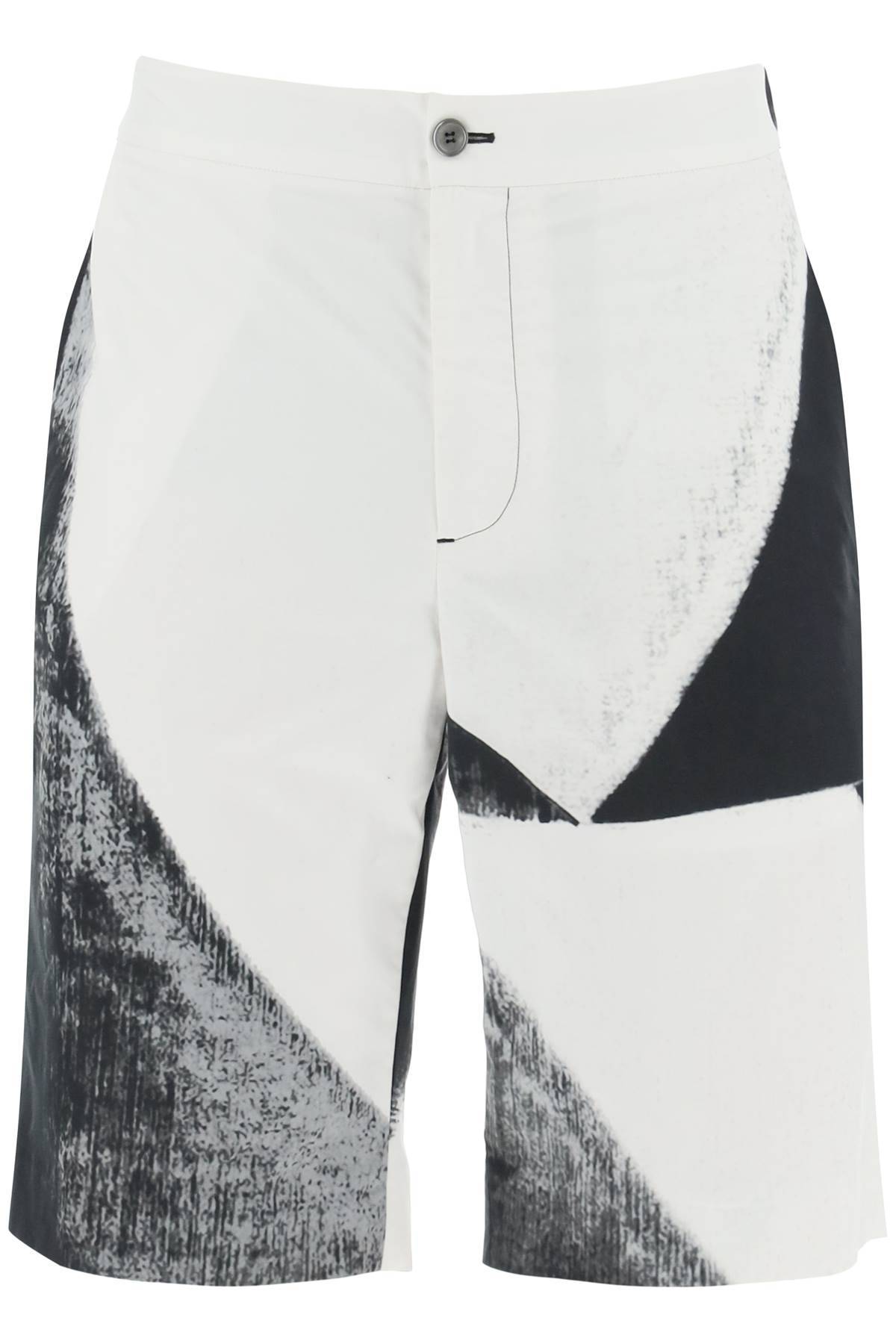 Shop Alexander Mcqueen Brushstroke Shorts In White,black