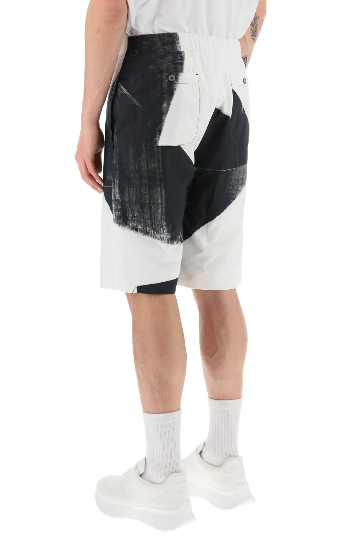 Shop Alexander Mcqueen Brushstroke Shorts In White,black