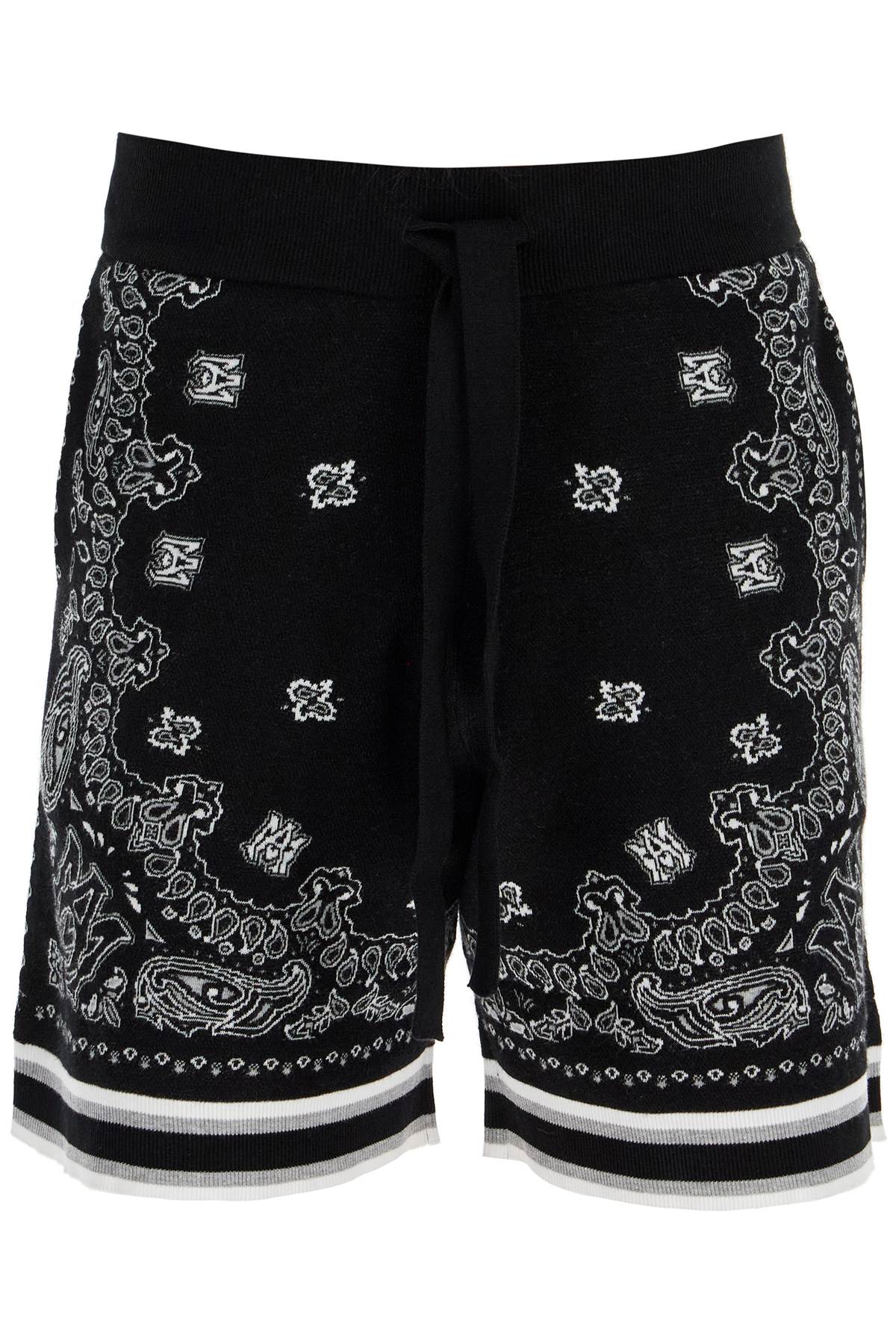 Shop Amiri Knitted Bandana Bermuda Shorts In Black