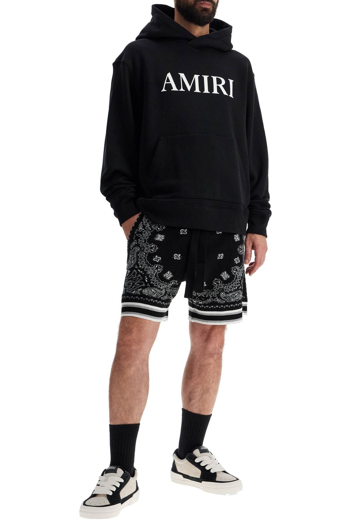 Shop Amiri Knitted Bandana Bermuda Shorts In Black