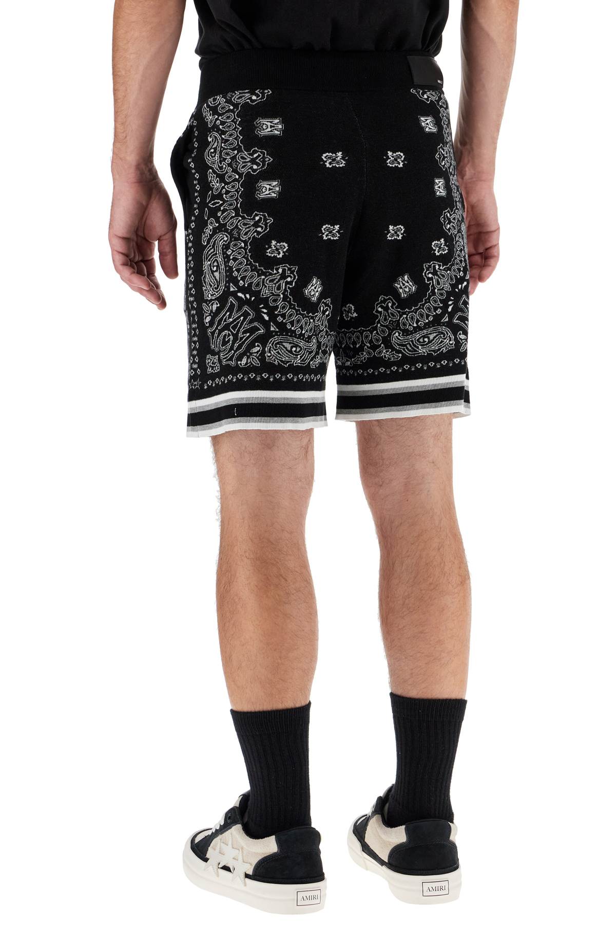 Shop Amiri Knitted Bandana Bermuda Shorts In Black