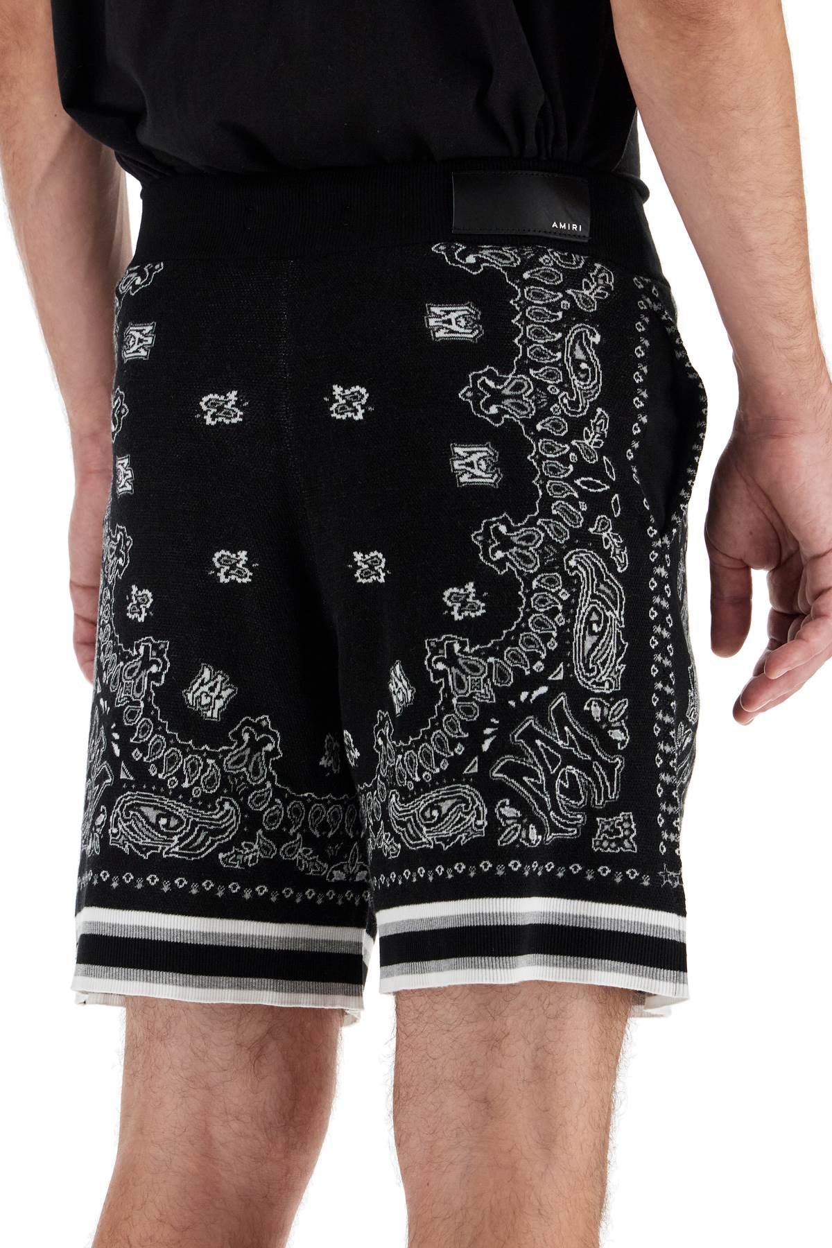 Shop Amiri Knitted Bandana Bermuda Shorts In Black