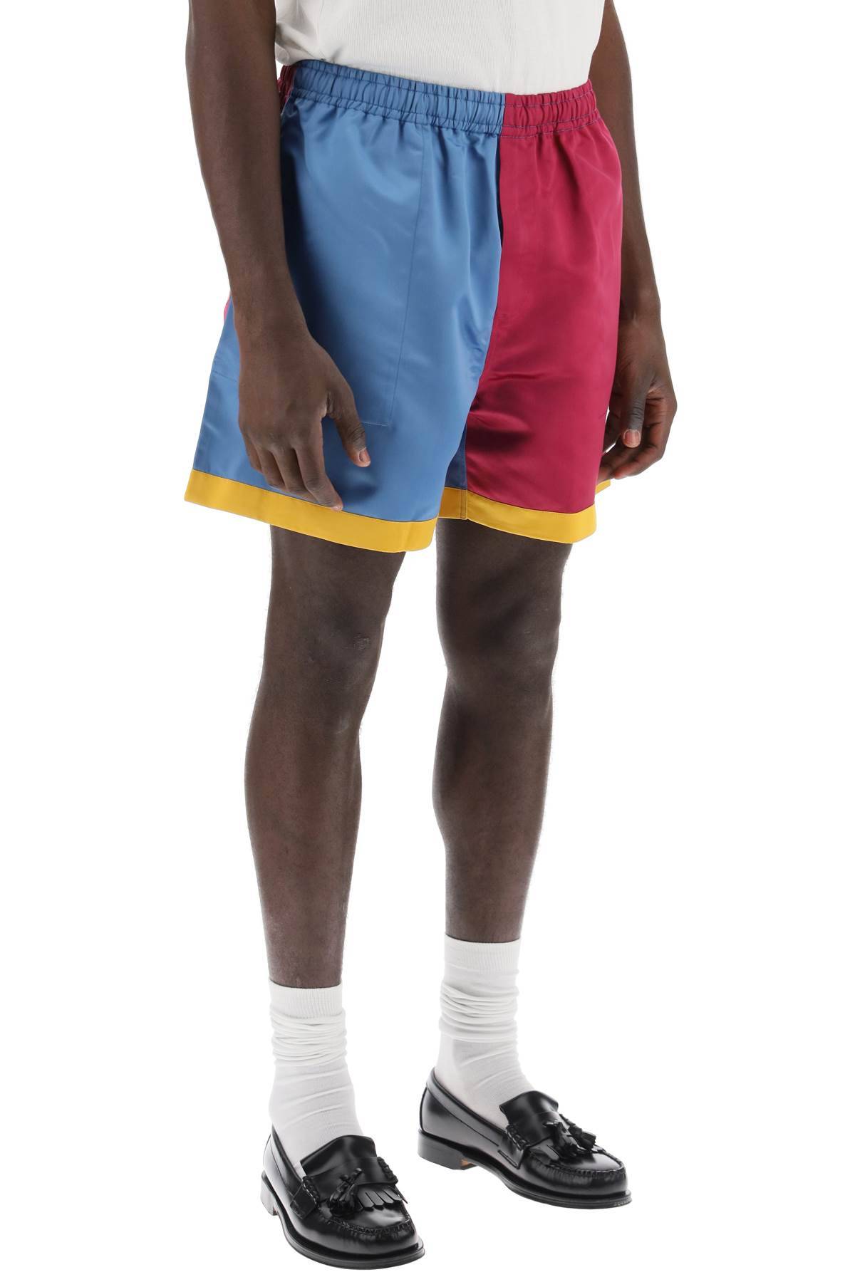 Shop Bode Champ Color-block Shorts In Purple,blue,yellow
