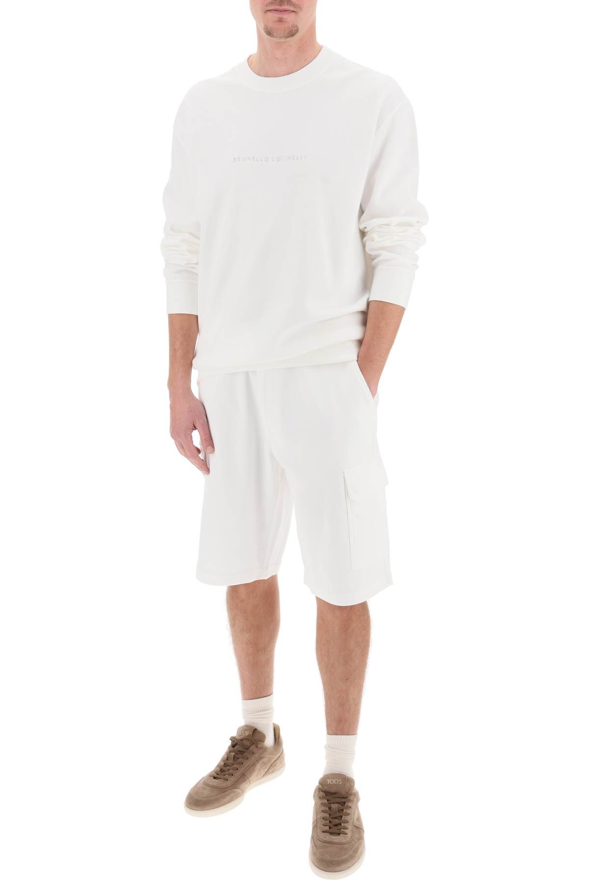 Shop Brunello Cucinelli Cargo Shorts In Jersey In White
