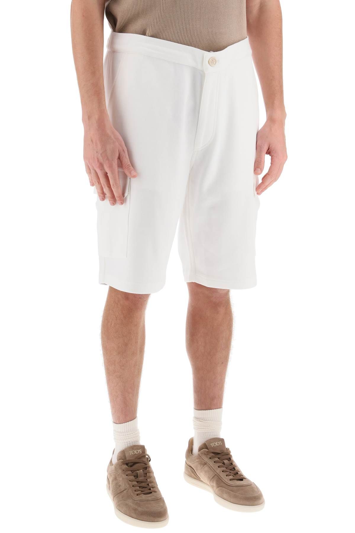 Shop Brunello Cucinelli Cargo Shorts In Jersey In White