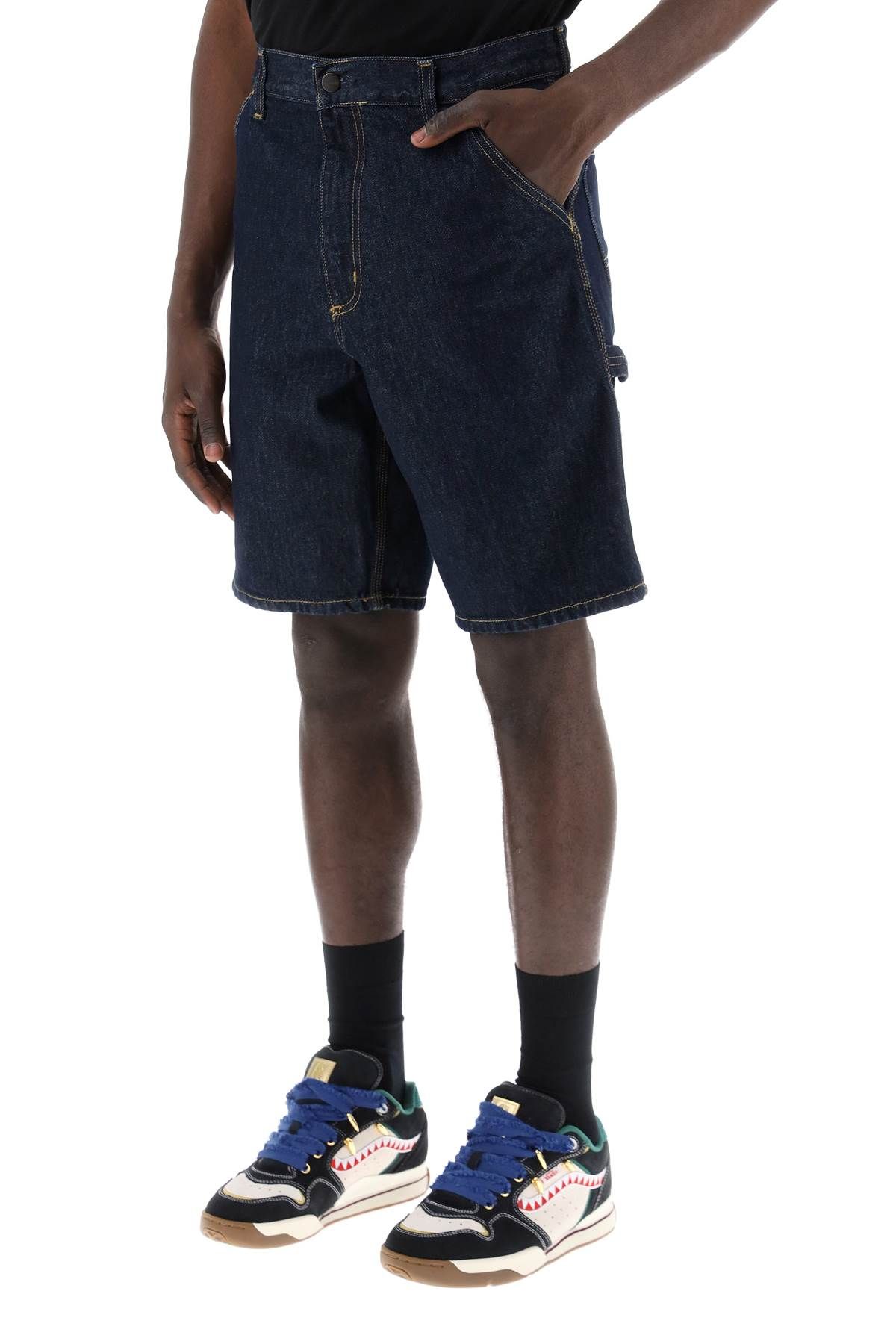 Shop Carhartt Single Knee Bermuda Shorts In Blue