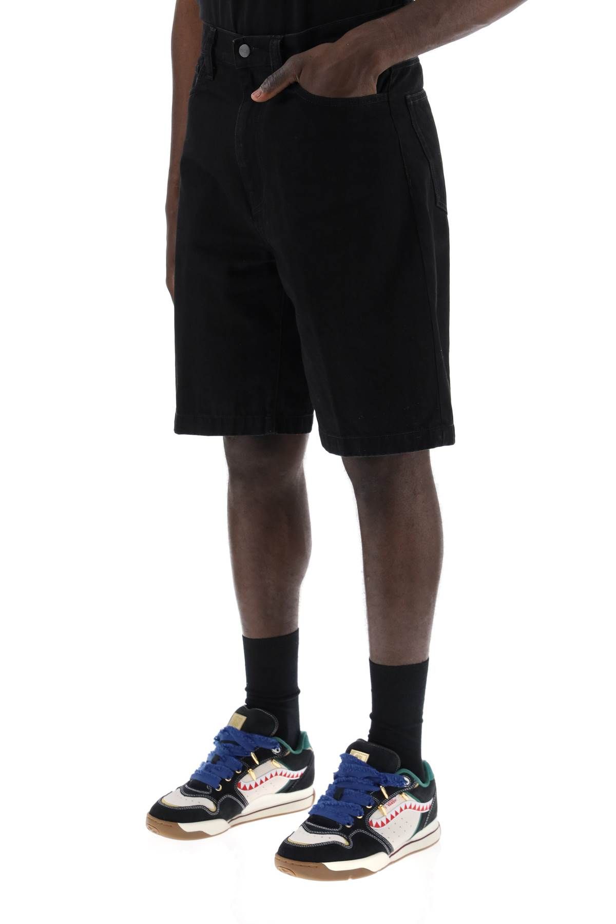 Shop Carhartt Landon Denim Shorts In Black