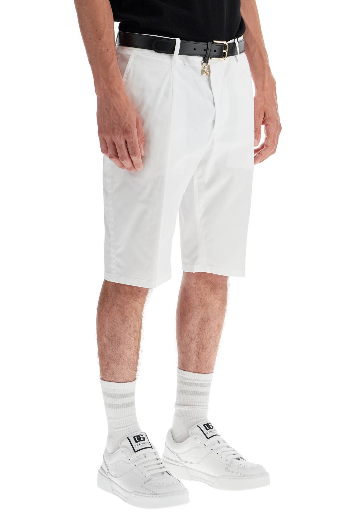 Shop Dolce & Gabbana Stretch Cotton Bermuda Shorts In White