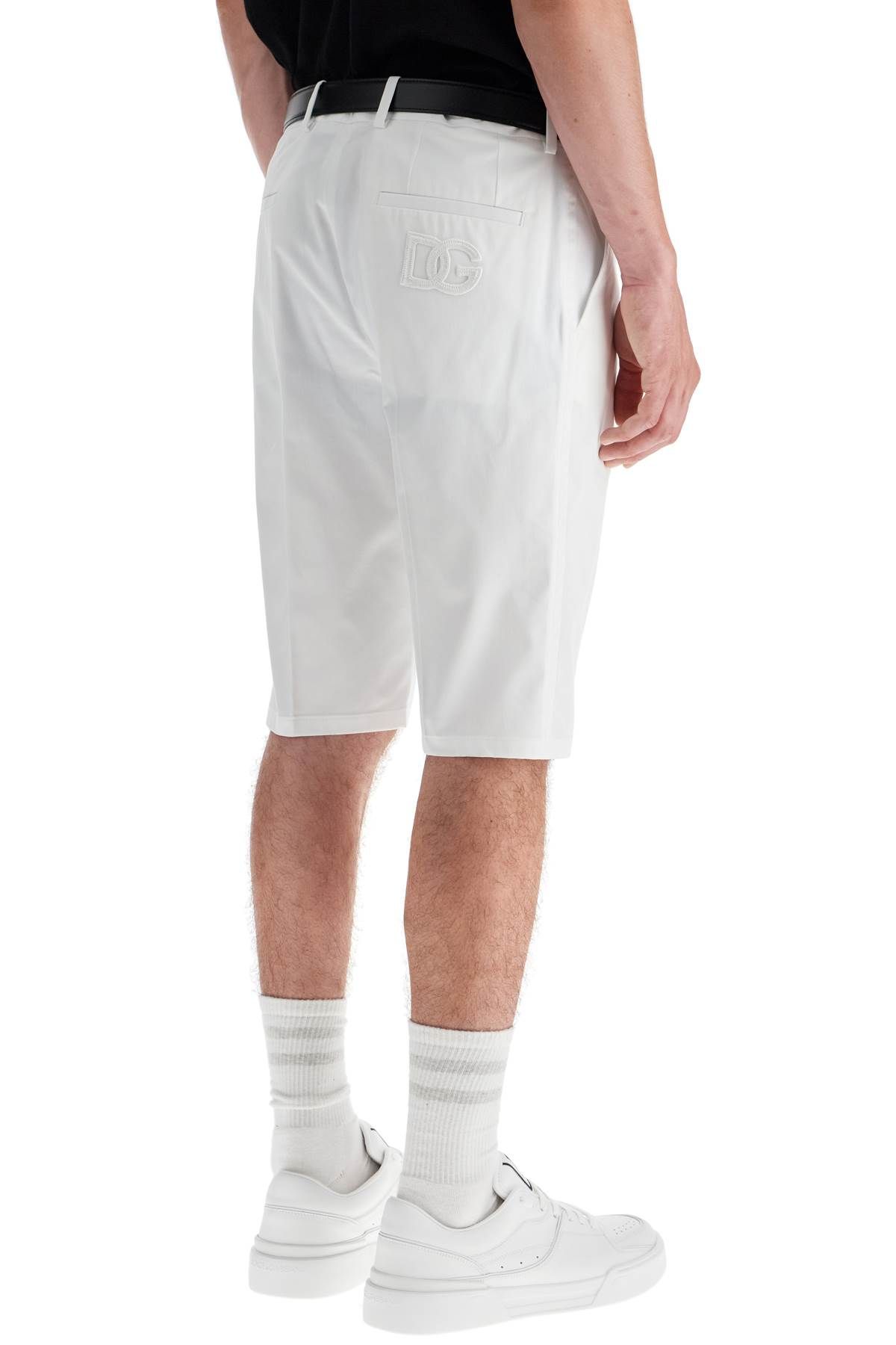 Shop Dolce & Gabbana Stretch Cotton Bermuda Shorts In White