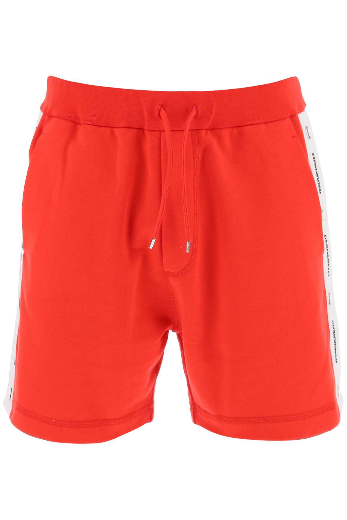 Shop Dsquared2 Burbs Sweatshorts With Logo Bands In Red