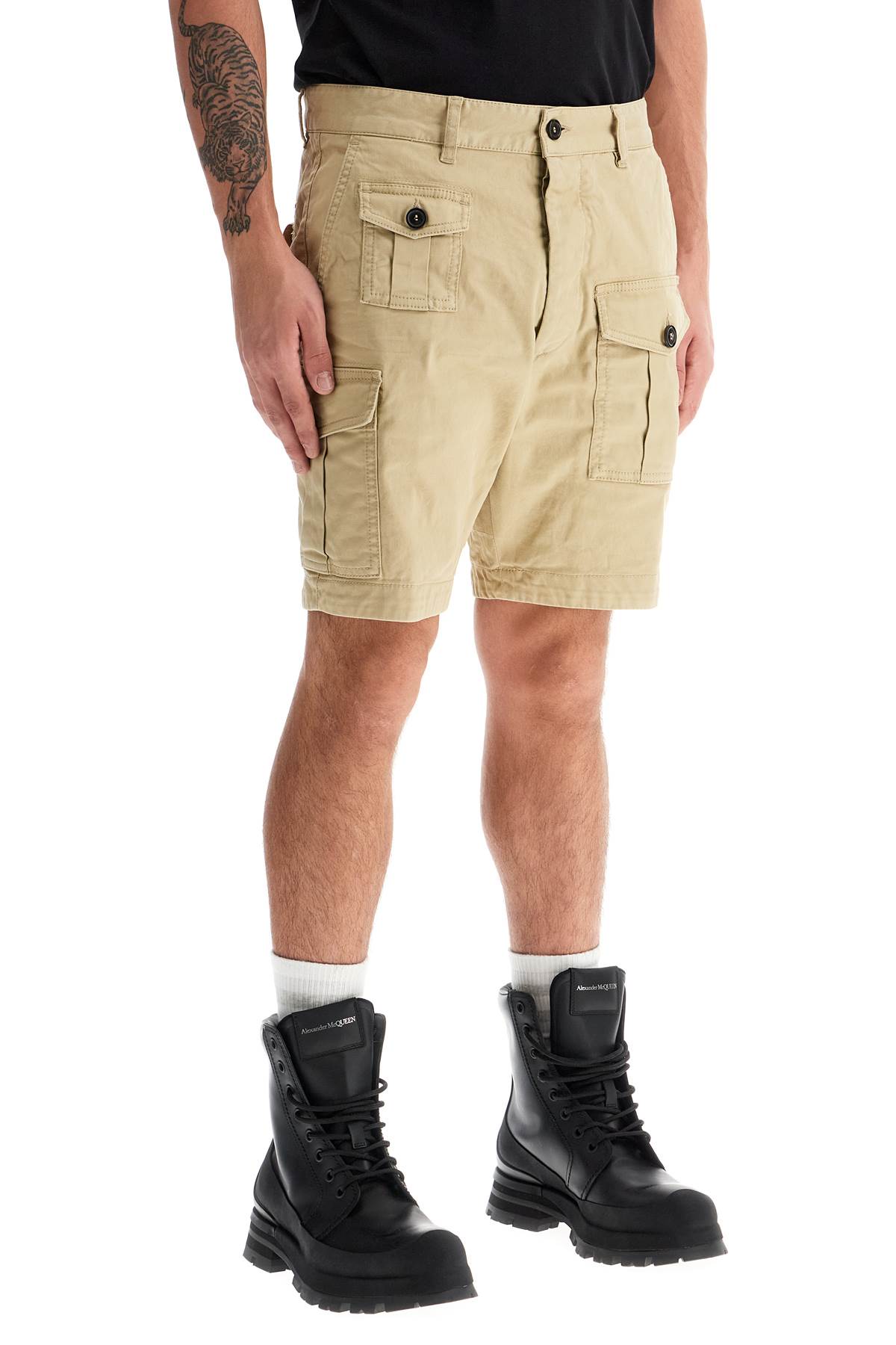 Shop Dsquared2 Sexy Cargo Bermuda Shorts For In Beige