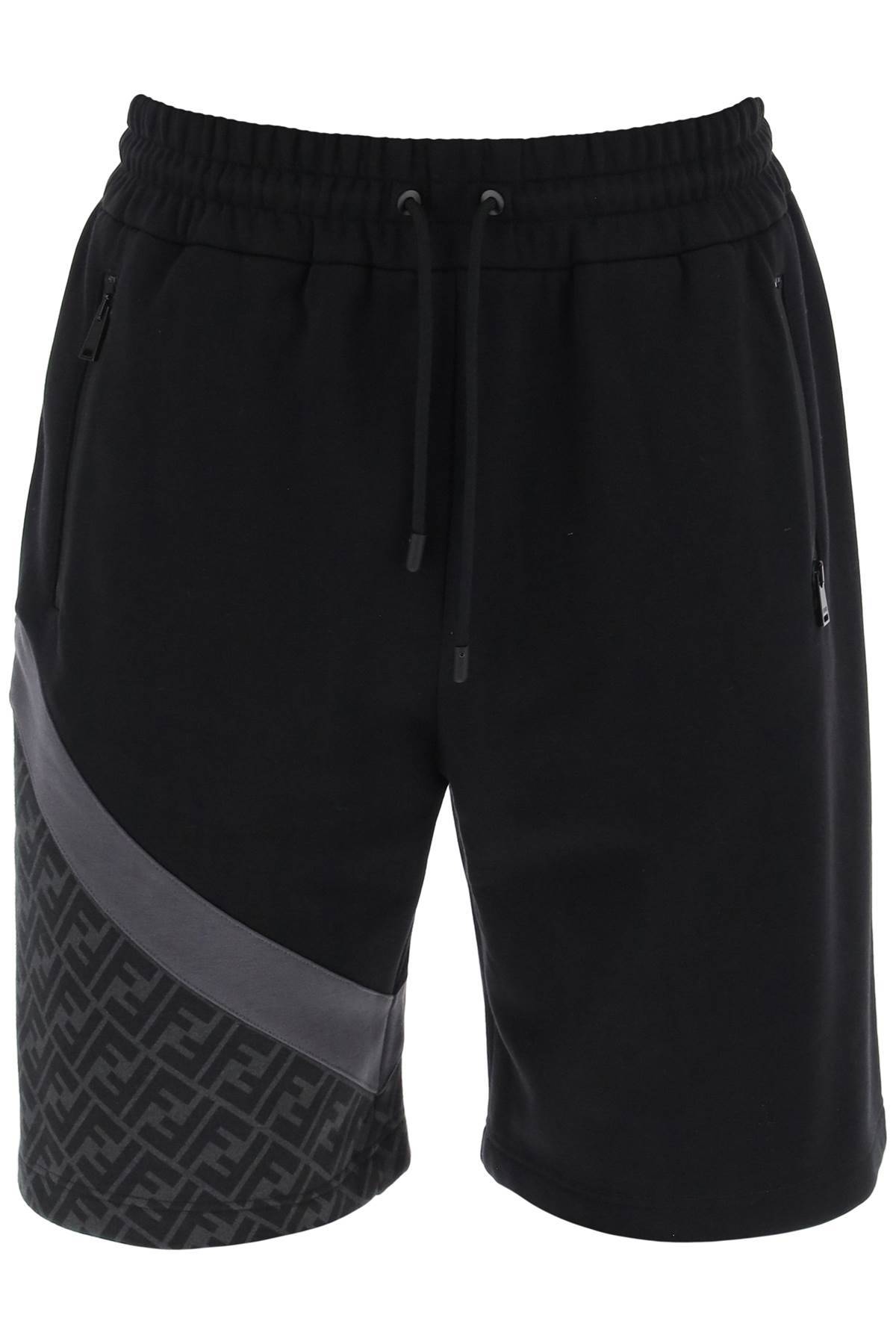 Fendi Sweatpants With Ff Insert In Black,grey