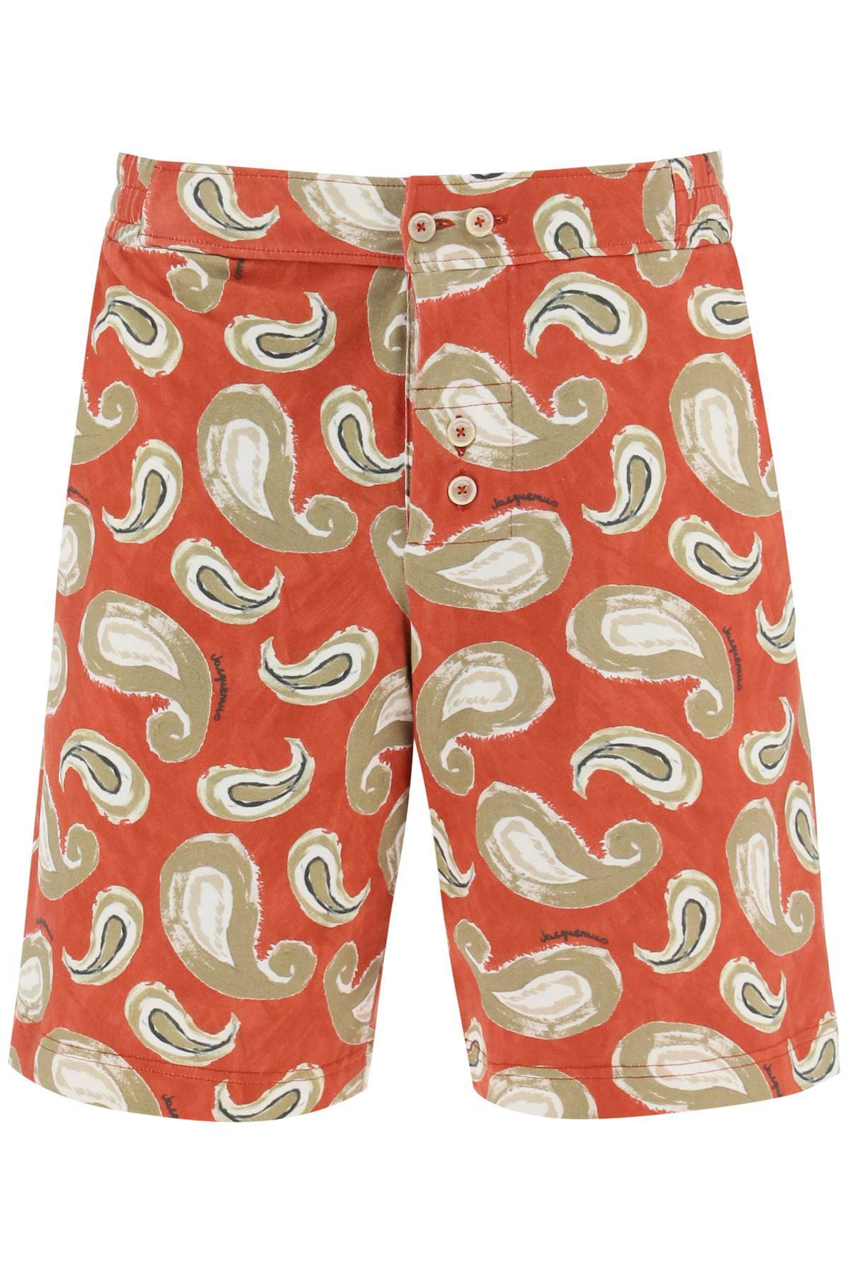 Shop Jacquemus 'le Short Pingo' Printed Shorts In Orange,khaki